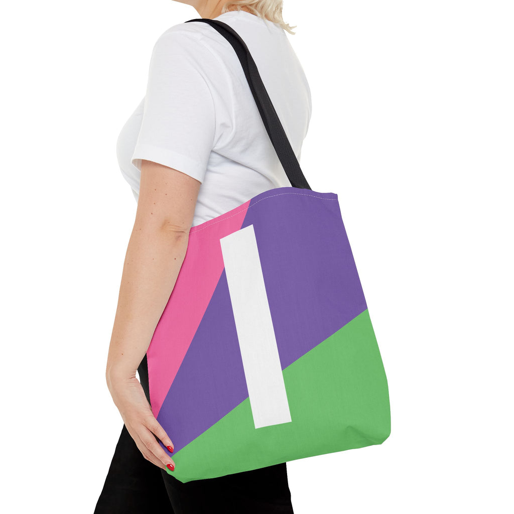 Monogram 'I' Colorblock Tote Bag — Personalized Initial I Shoulder Tote