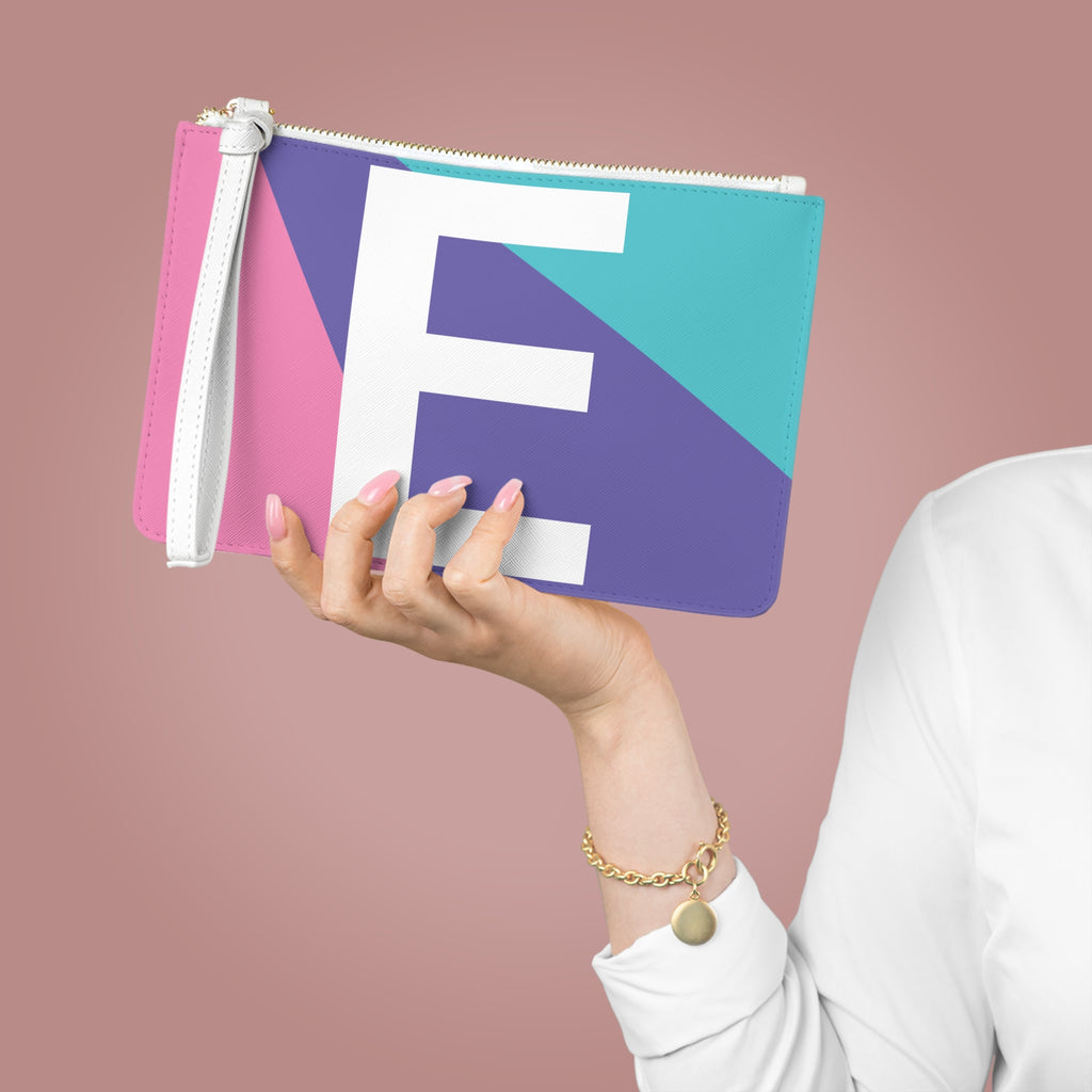 Monogram 'E' Colorblock Clutch Bag — Bold Geometric Wristlet for Everyday & Gifts