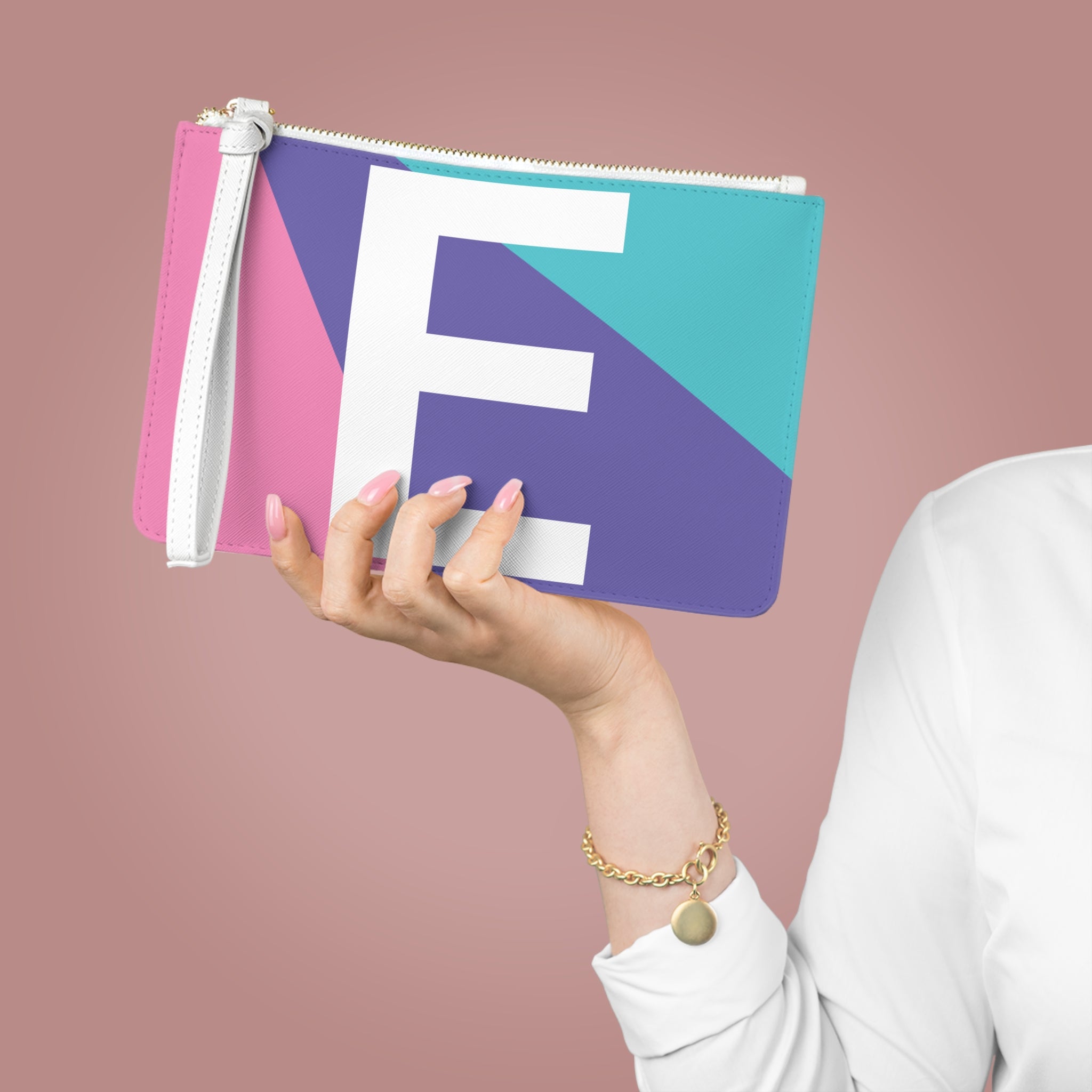 Monogram 'E' Colorblock Clutch Bag — Bold Geometric Wristlet for Everyday & Gifts