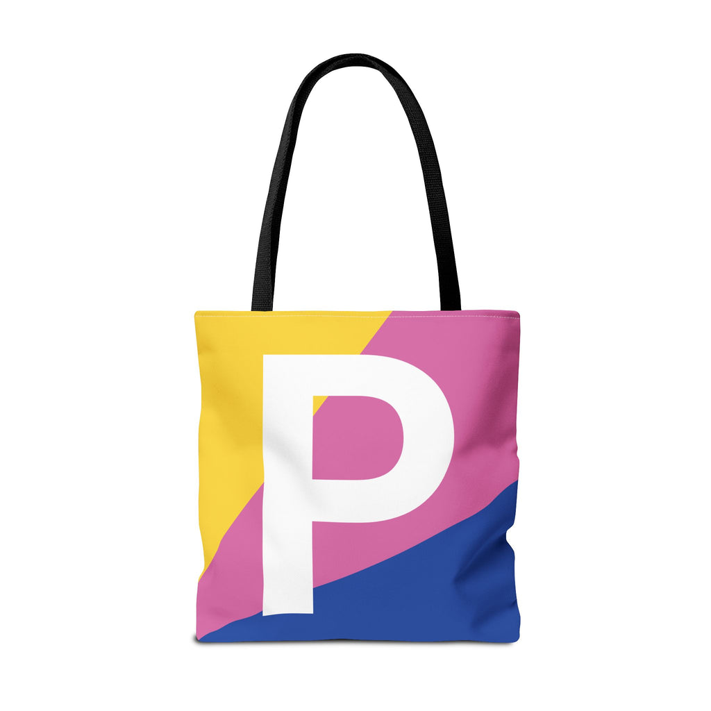 Monogram 'P' Colorblock Tote Bag — Personalized Initial P Shoulder Tote