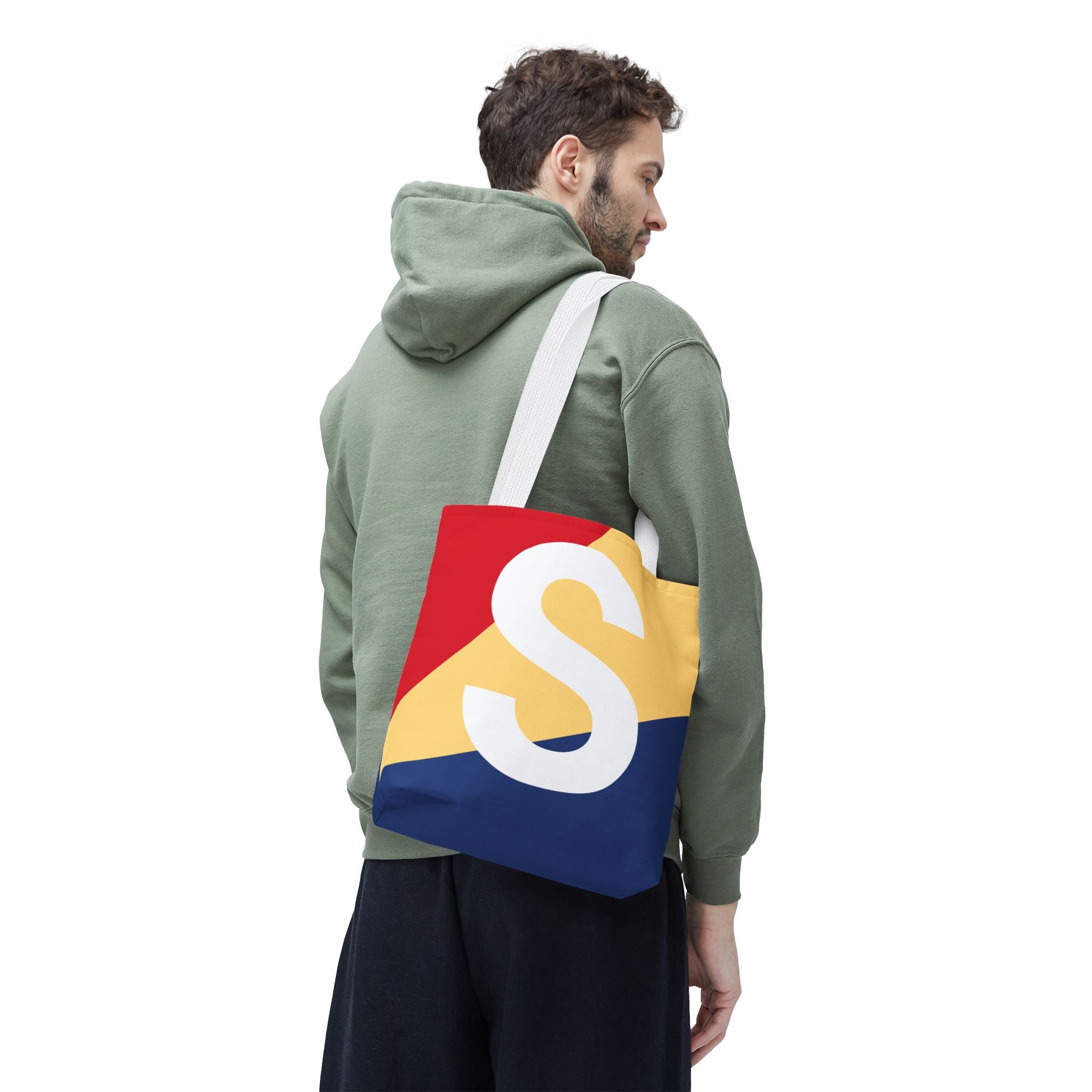 Monogram 'S' Colorblock Tote Bag — Personalized Initial S Shoulder Tote