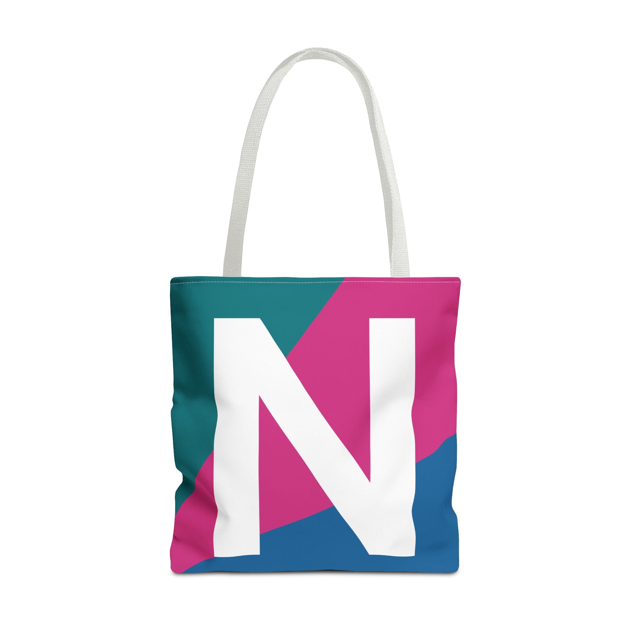 Monogram 'N' Colorblock Tote Bag — Personalized Initial N Shoulder Tote