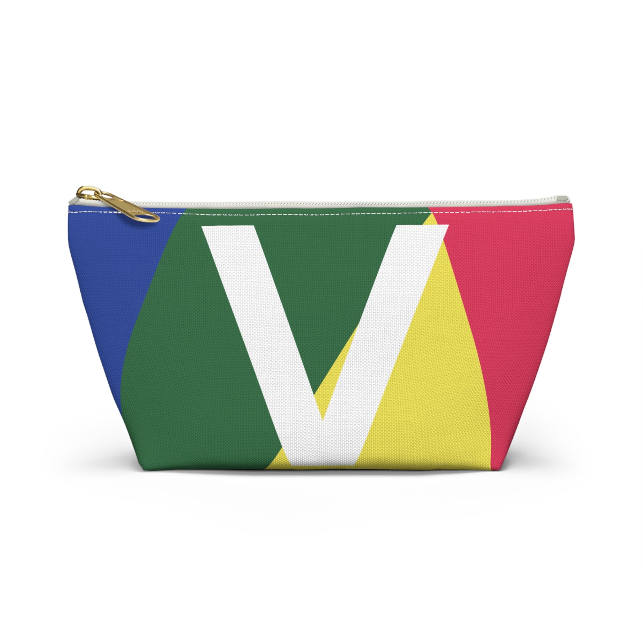 Initials Colorblock Accessory Pouch — Monogram V T-Bottom Cosmetic Bag