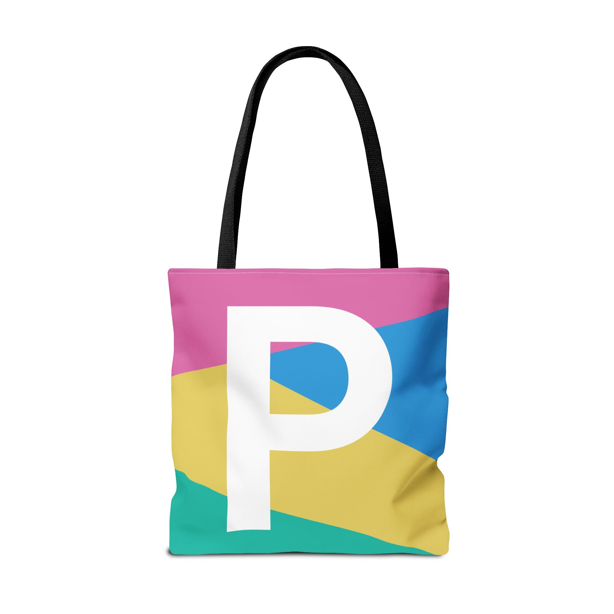 Monogram 'P' Colorblock Tote Bag — Personalized Initial P Shoulder Tote
