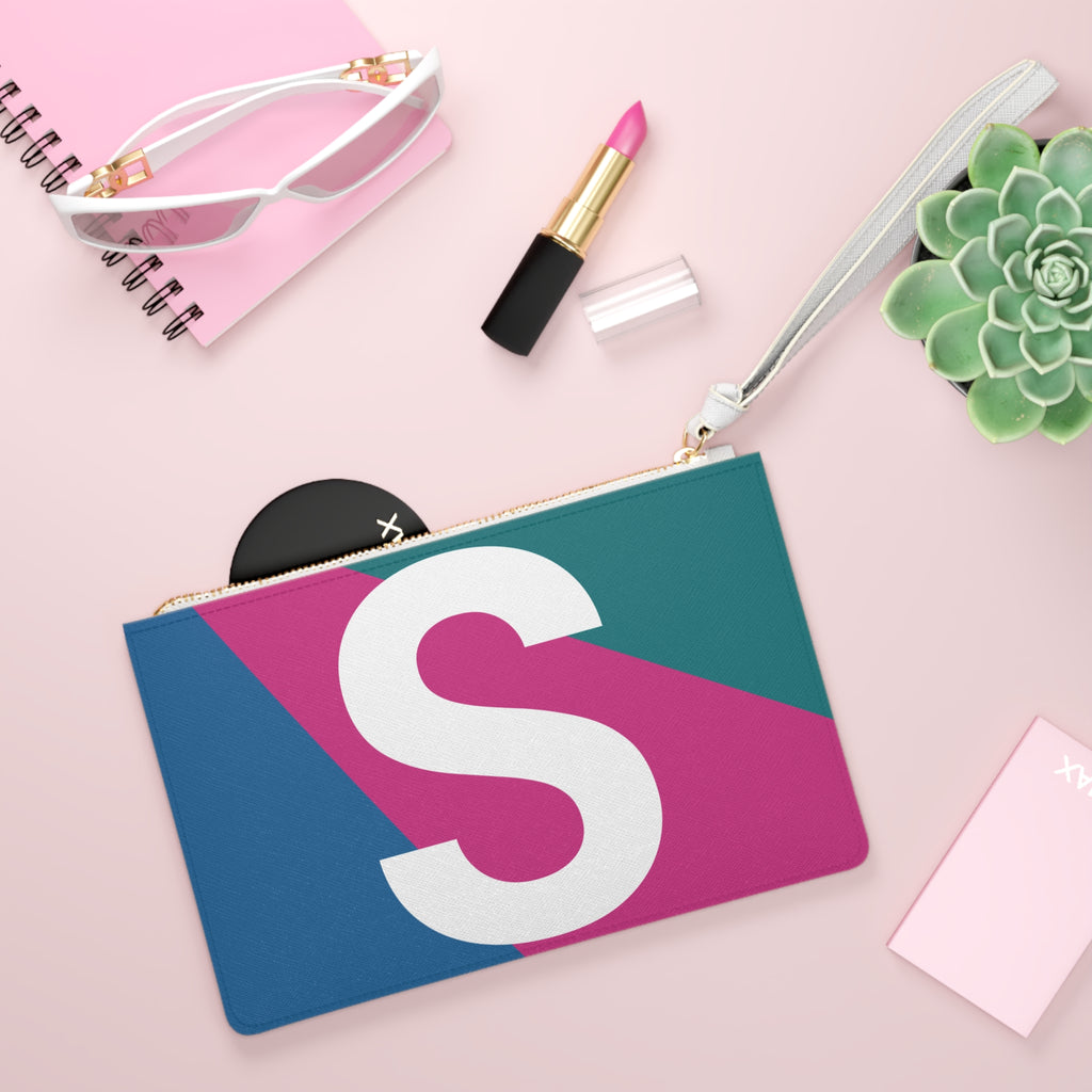 Monogram 'S' Colorblock Clutch Bag — Bold Geometric Wristlet for Everyday & Gifts