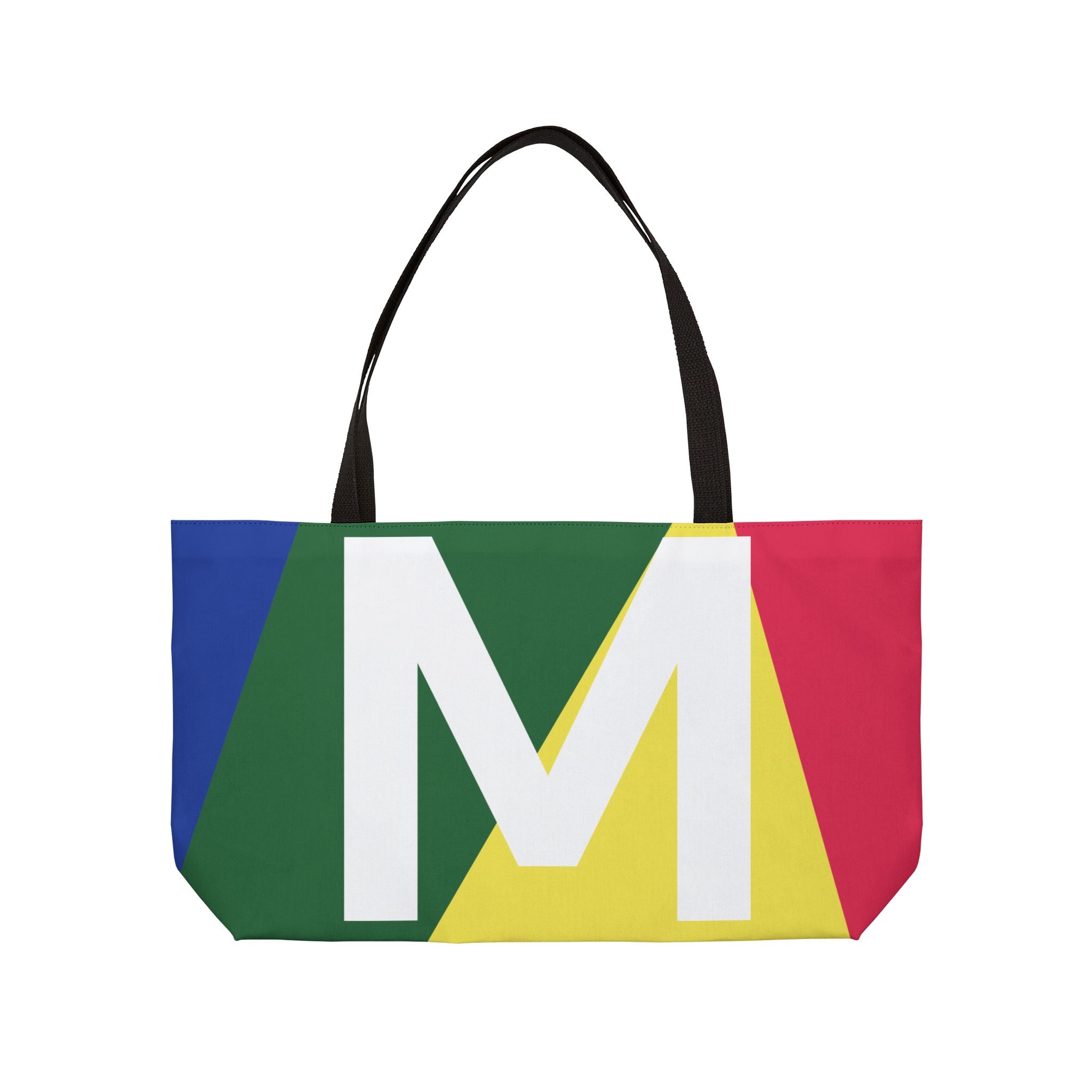 Personalized 'M' Colorblock Tote Bag — Monogram Weekender Tote