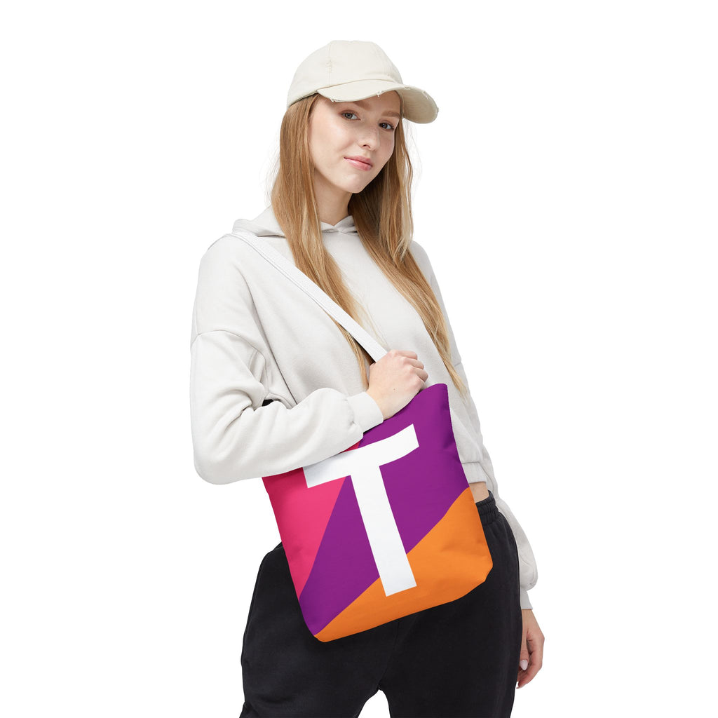 Monogram 'T' Colorblock Tote Bag — Personalized Initial T Shoulder Tote