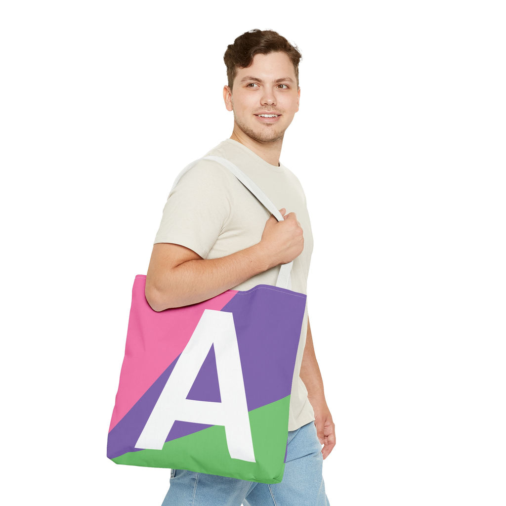 Monogram 'A' Colorblock Tote Bag — Personalized Initial A Shoulder Tote