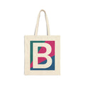 Initial B Colorblock Canvas Tote Bag — Monogram Letter B Reusable Grocery Tote
