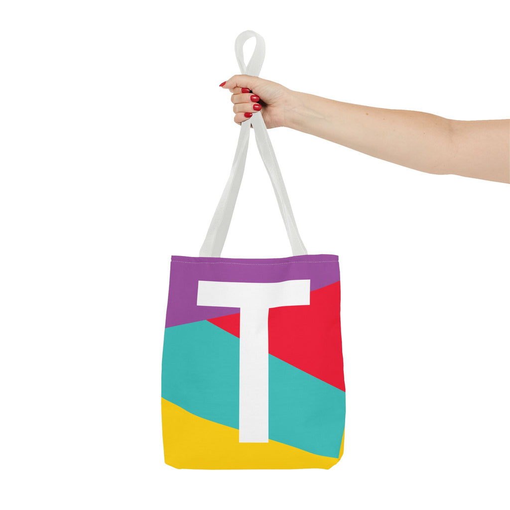 Monogram 'T' Colorblock Tote Bag — Personalized Initial T Shoulder Tote