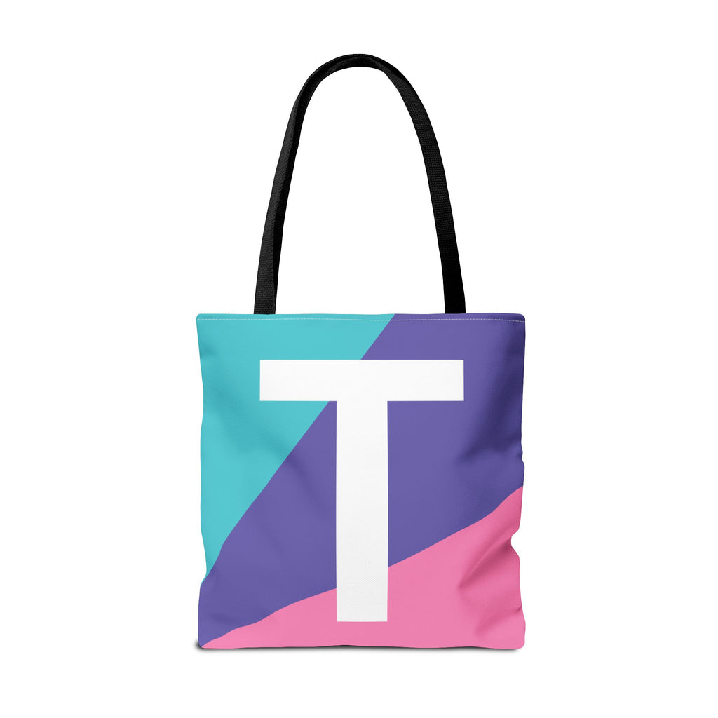 Monogram 'T' Colorblock Tote Bag — Personalized Initial T Shoulder Tote