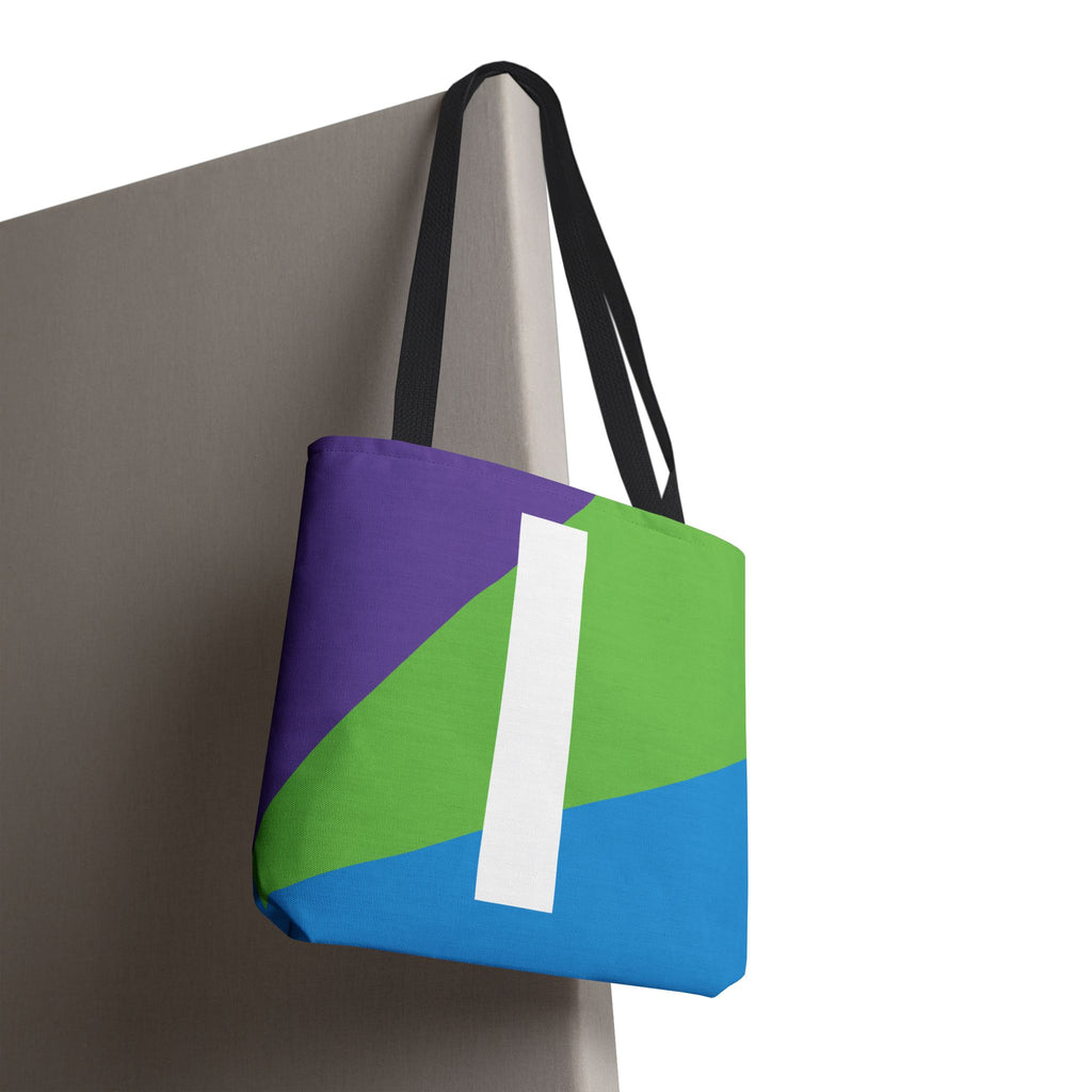 Monogram 'I' Colorblock Tote Bag — Personalized Initial I Shoulder Tote