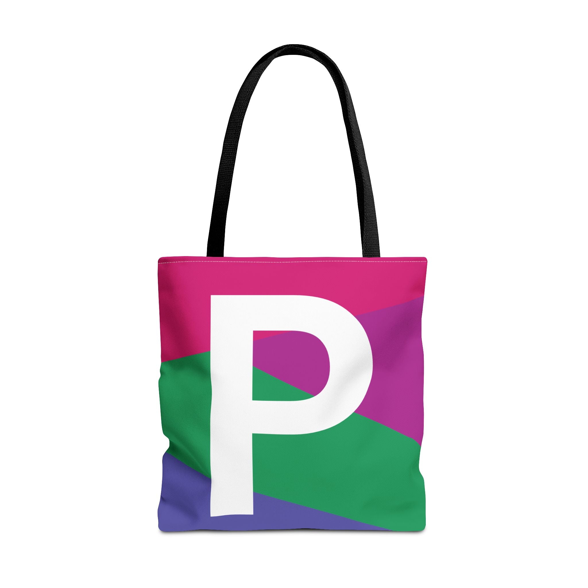 Monogram 'P' Colorblock Tote Bag — Personalized Initial P Shoulder Tote