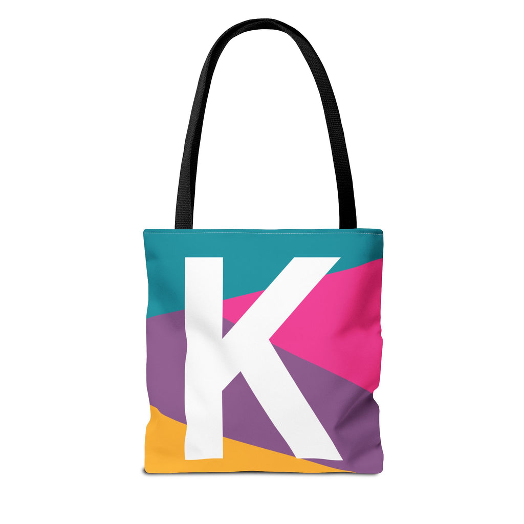 Monogram 'K' Colorblock Tote Bag — Personalized Initial K Shoulder Tote