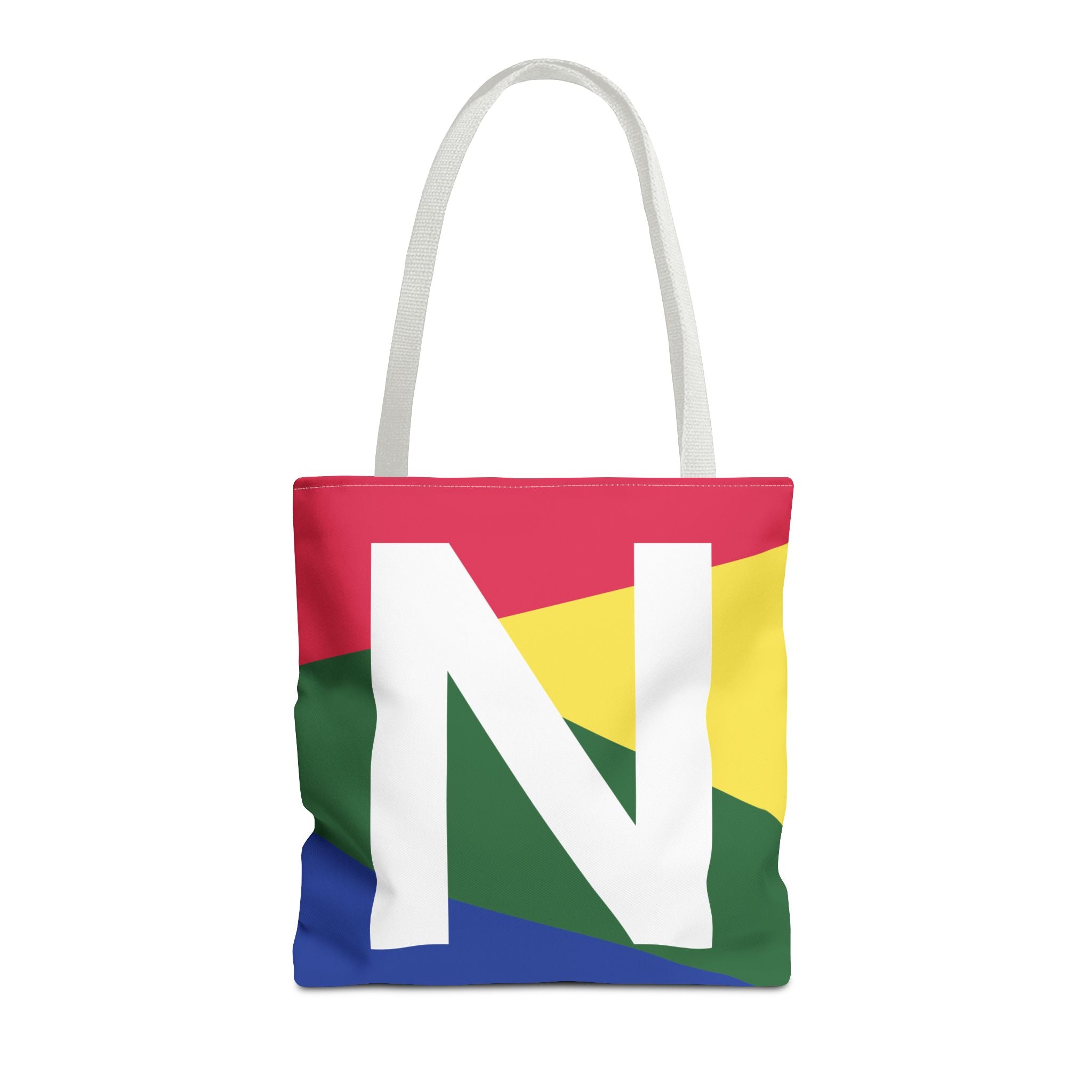 Monogram 'N' Colorblock Tote Bag — Personalized Initial N Shoulder Tote