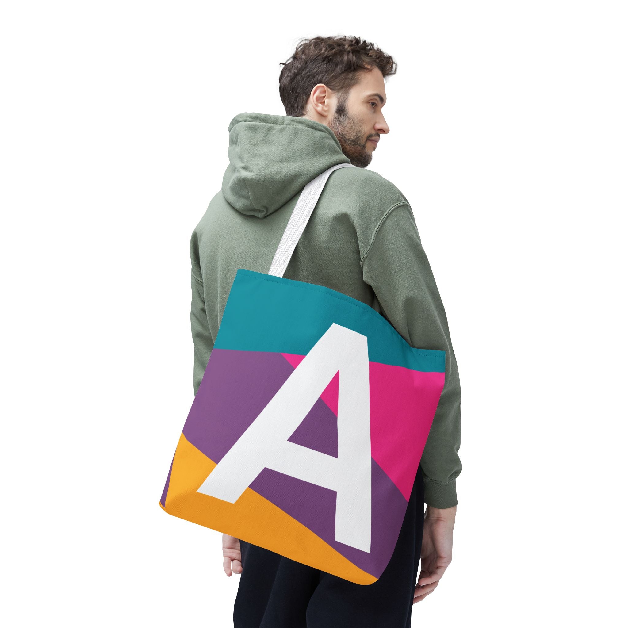 Monogram 'A' Colorblock Tote Bag — Personalized Initial A Shoulder Tote