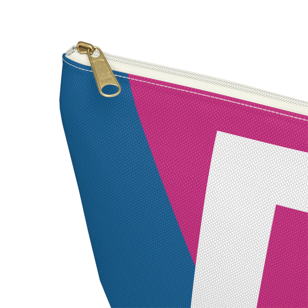 Initials Colorblock Accessory Pouch — Monogram D T-Bottom Cosmetic Bag