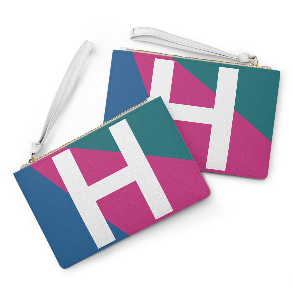 Monogram 'H' Colorblock Clutch Bag — Bold Geometric Wristlet for Everyday & Gifts