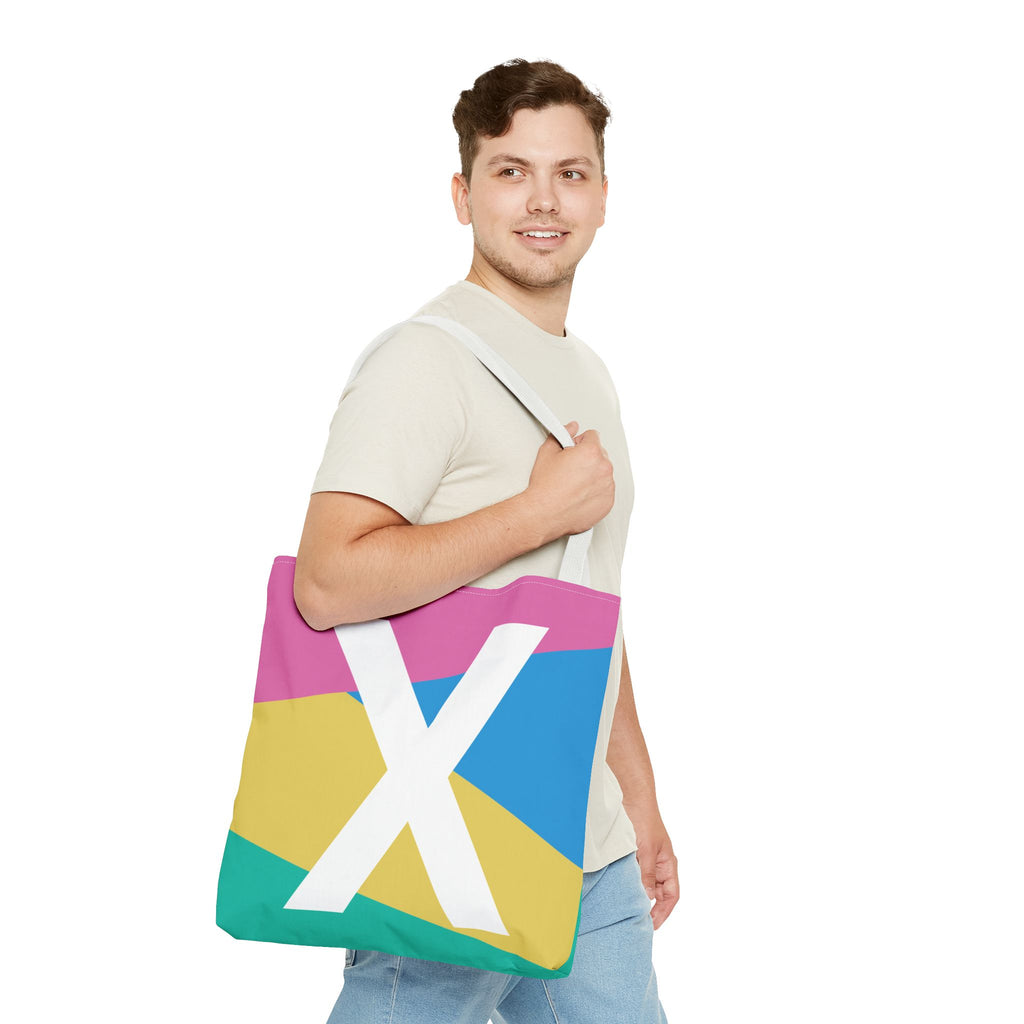 Monogram 'X' Colorblock Tote Bag — Personalized Initial X Shoulder Tote