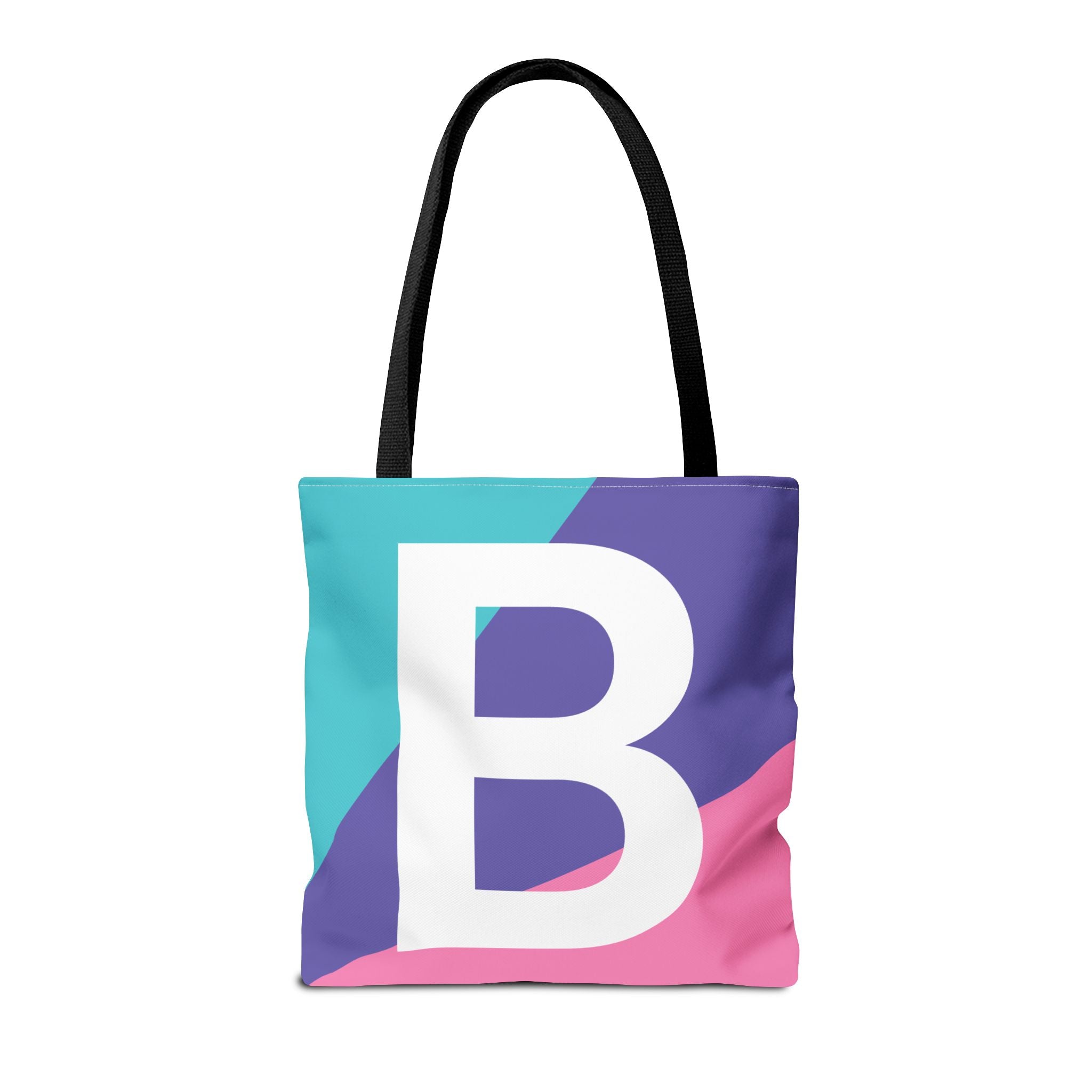 Monogram 'B' Colorblock Tote Bag — Personalized Initial B Shoulder Tote