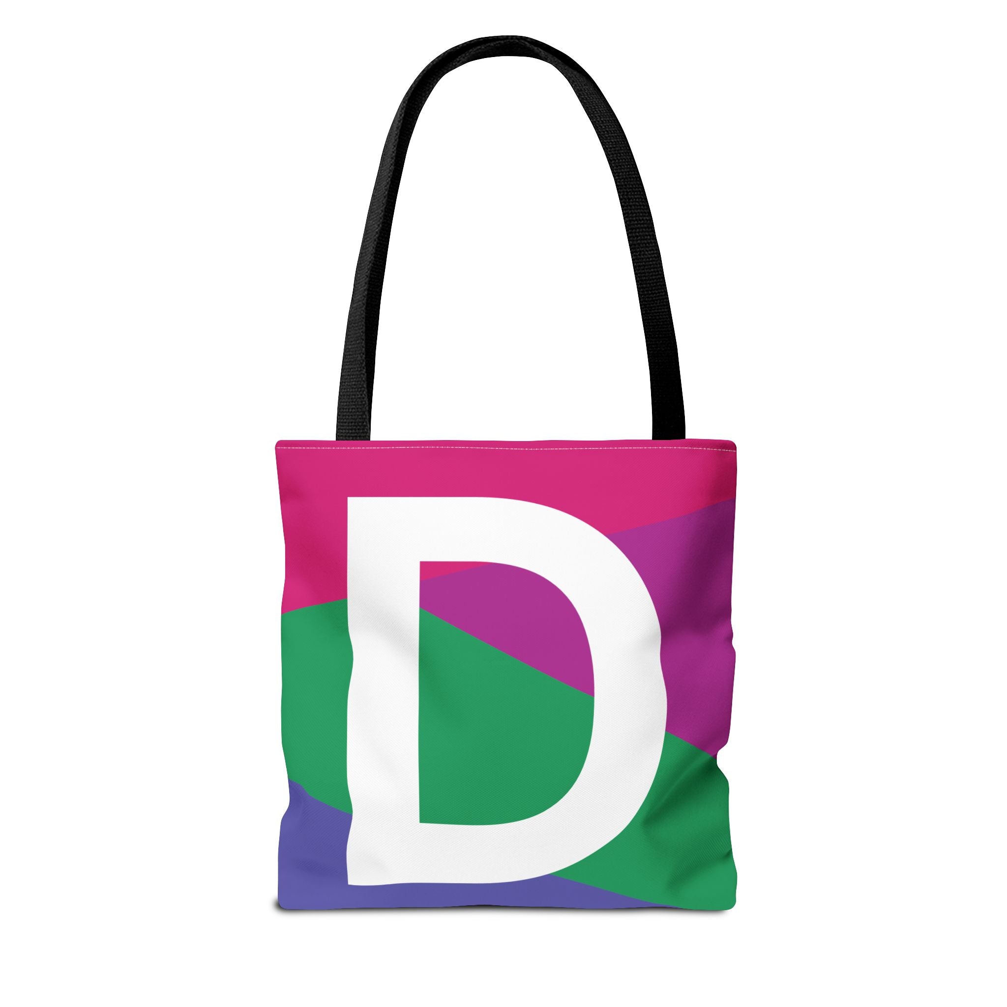 Monogram 'D' Colorblock Tote Bag — Personalized Initial D Shoulder Tote