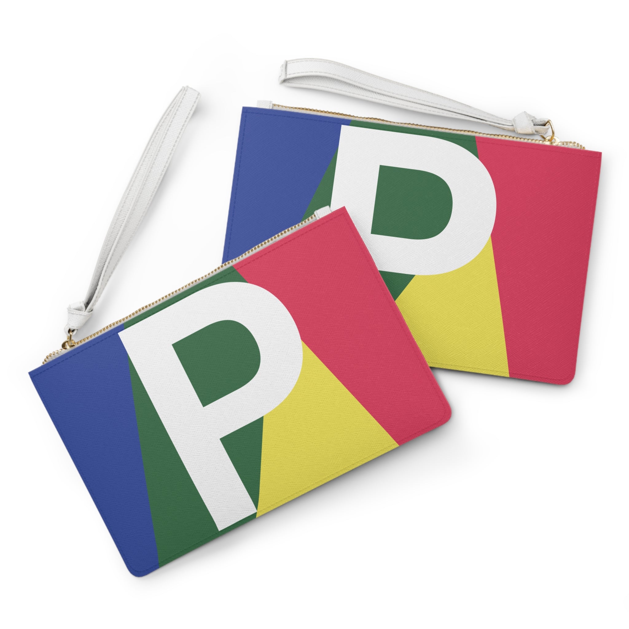 Monogram 'P' Colorblock Clutch Bag — Bold Geometric Wristlet for Everyday & Gifts