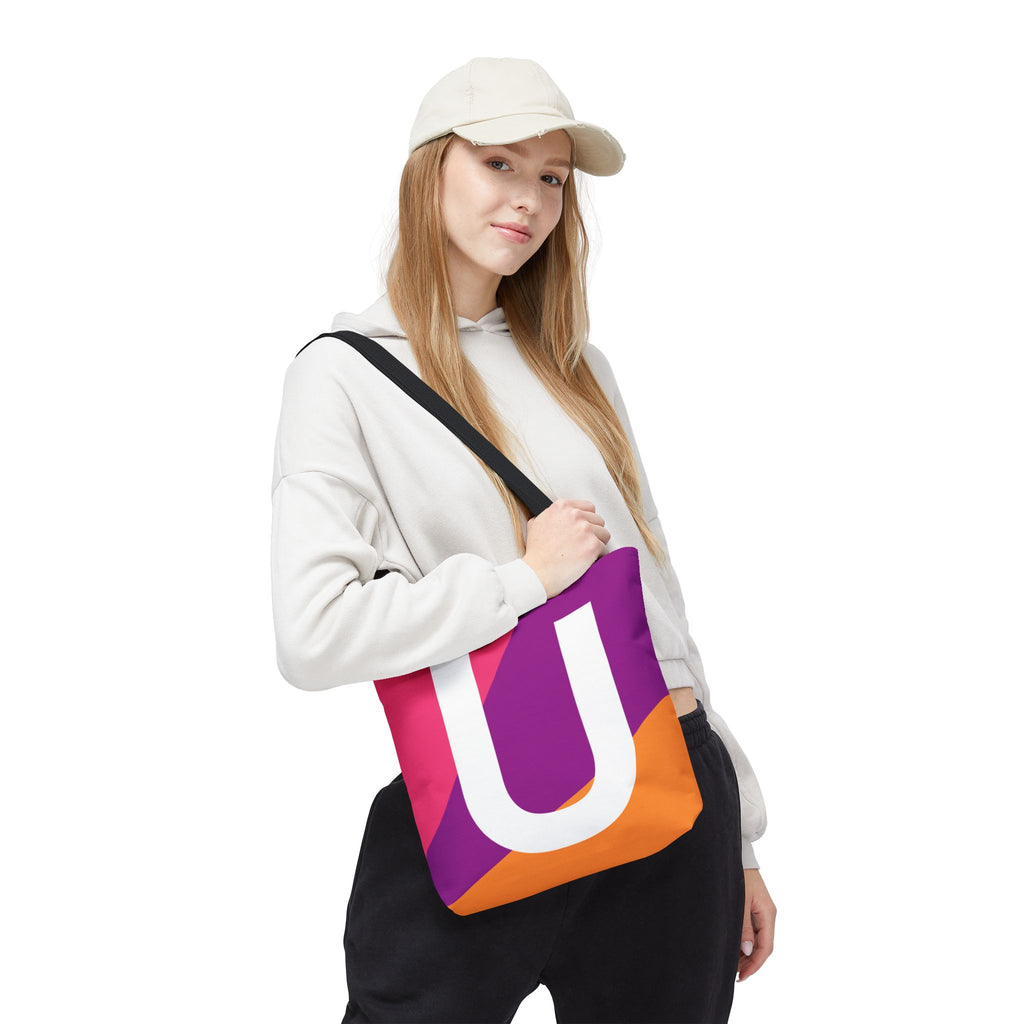 Monogram 'U' Colorblock Tote Bag — Personalized Initial U Shoulder Tote