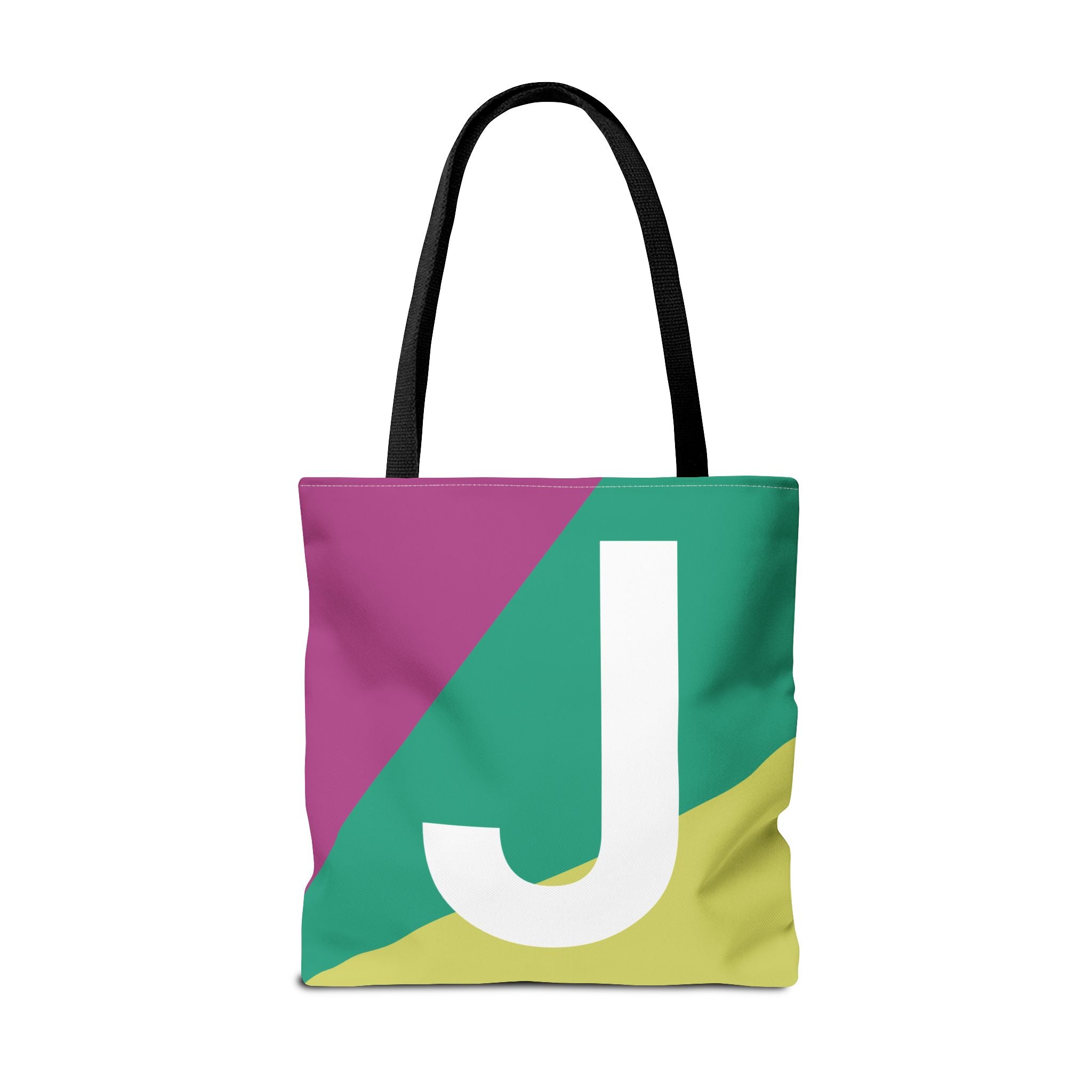 Monogram 'J' Colorblock Tote Bag — Personalized Initial J Shoulder Tote