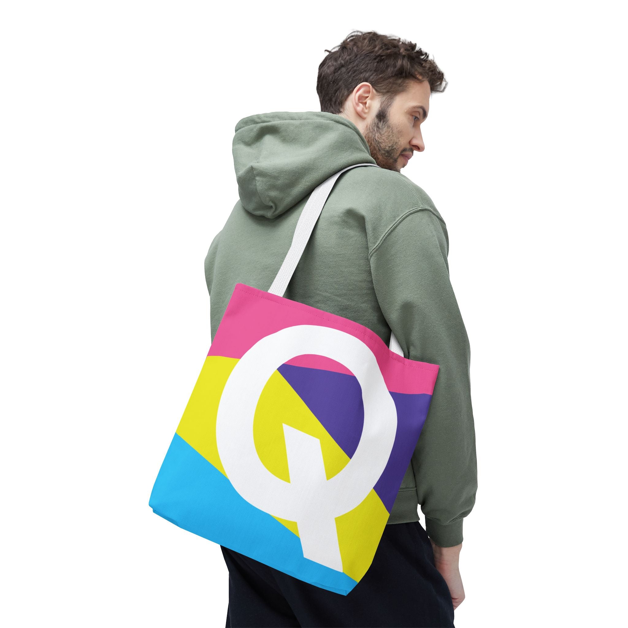 Monogram 'Q' Colorblock Tote Bag — Personalized Initial Q Shoulder Tote