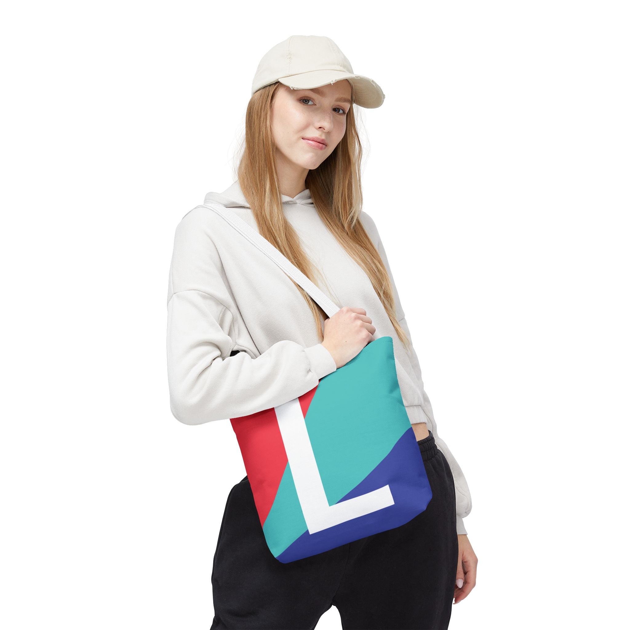 Monogram 'L' Colorblock Tote Bag — Personalized Initial L Shoulder Tote