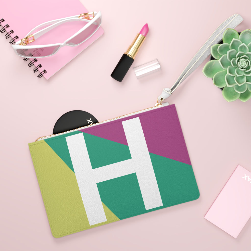 Monogram 'H' Colorblock Clutch Bag — Bold Geometric Wristlet for Everyday & Gifts