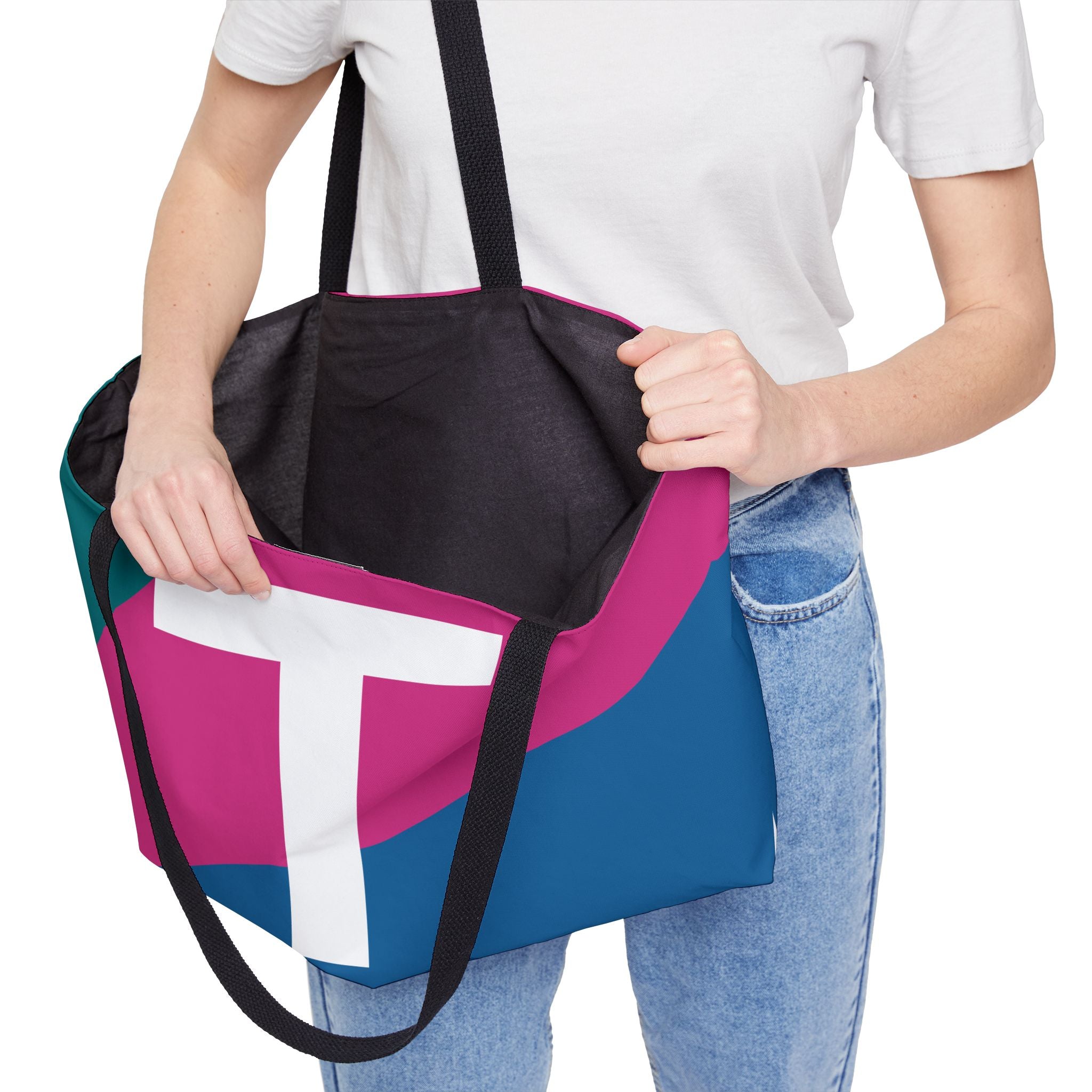Personalized 'T' Colorblock Tote Bag — Monogram Weekender Tote