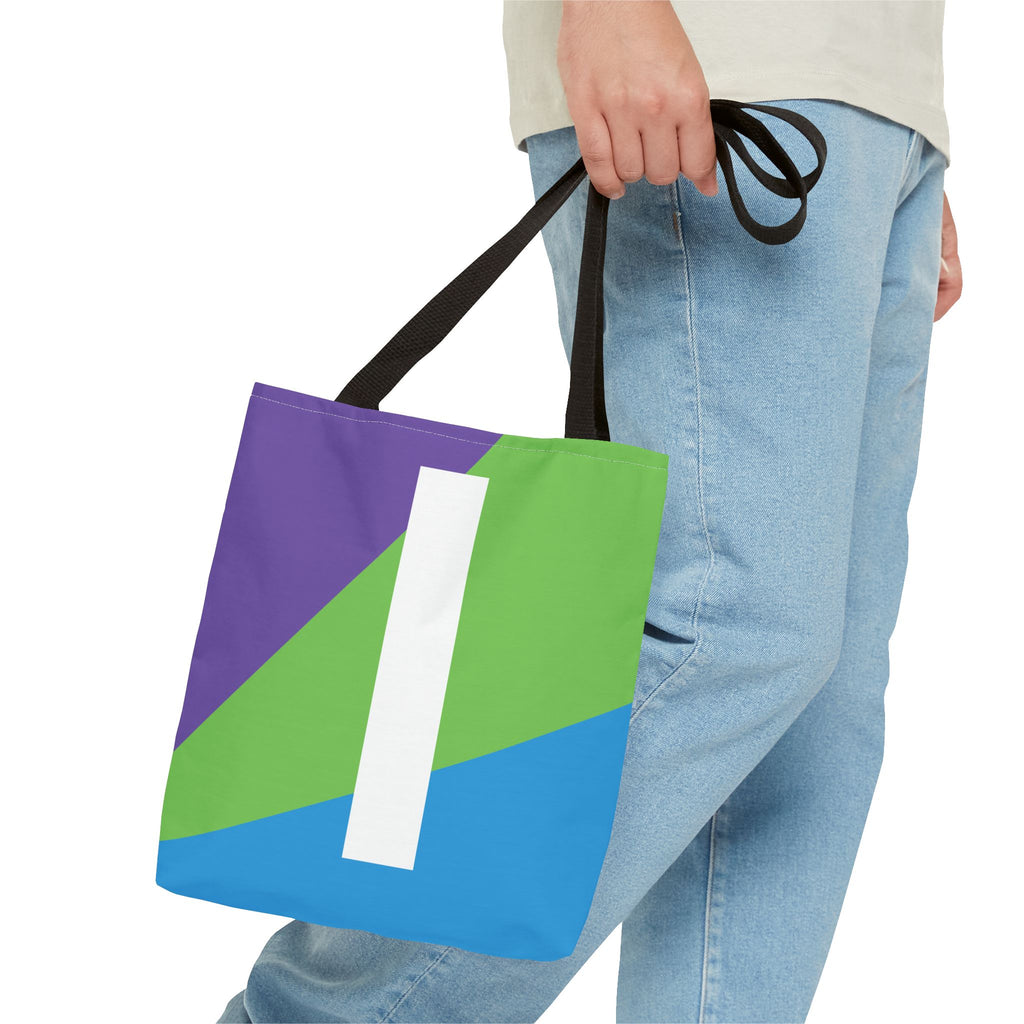 Monogram 'I' Colorblock Tote Bag — Personalized Initial I Shoulder Tote