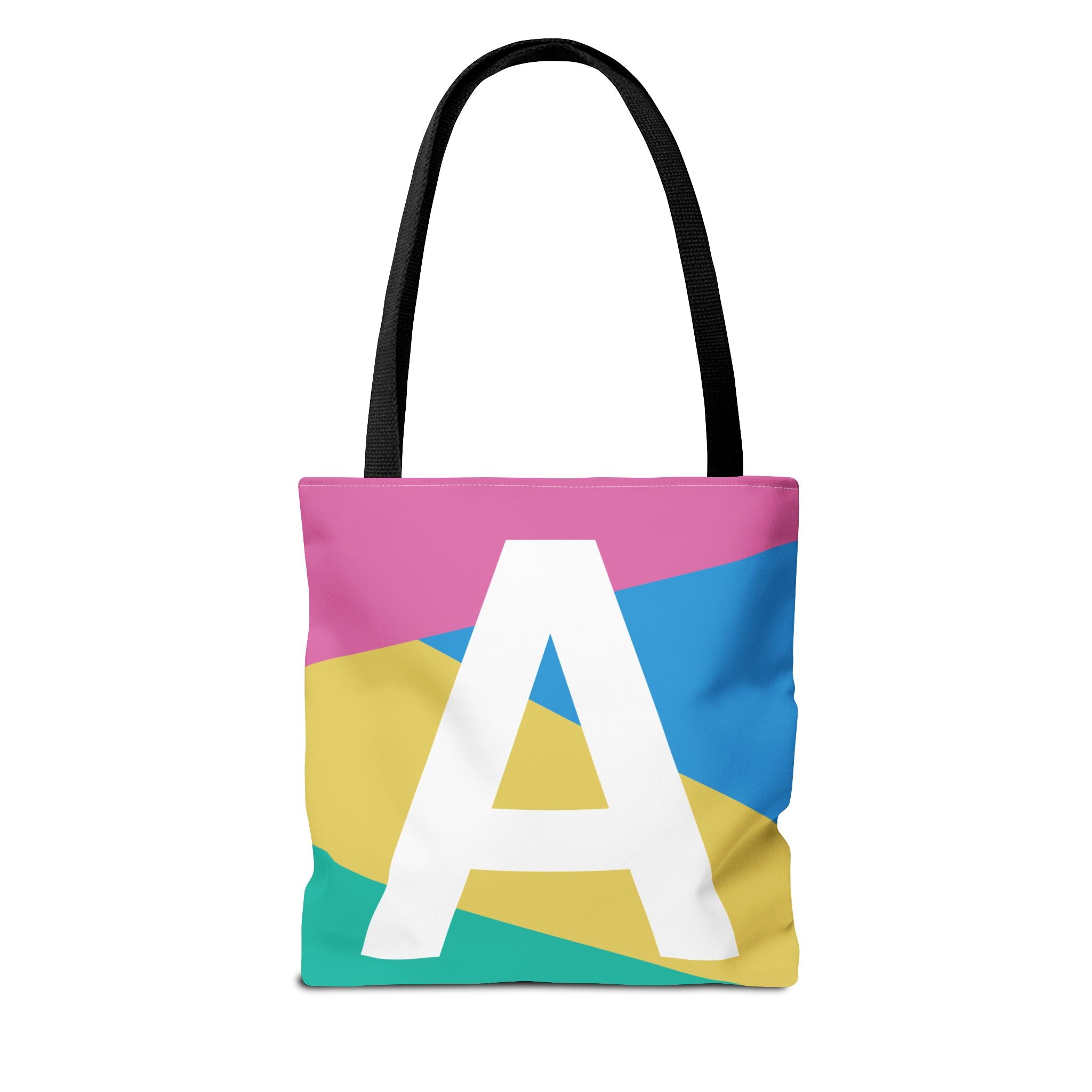 Monogram 'A' Colorblock Tote Bag — Personalized Initial A Shoulder Tote