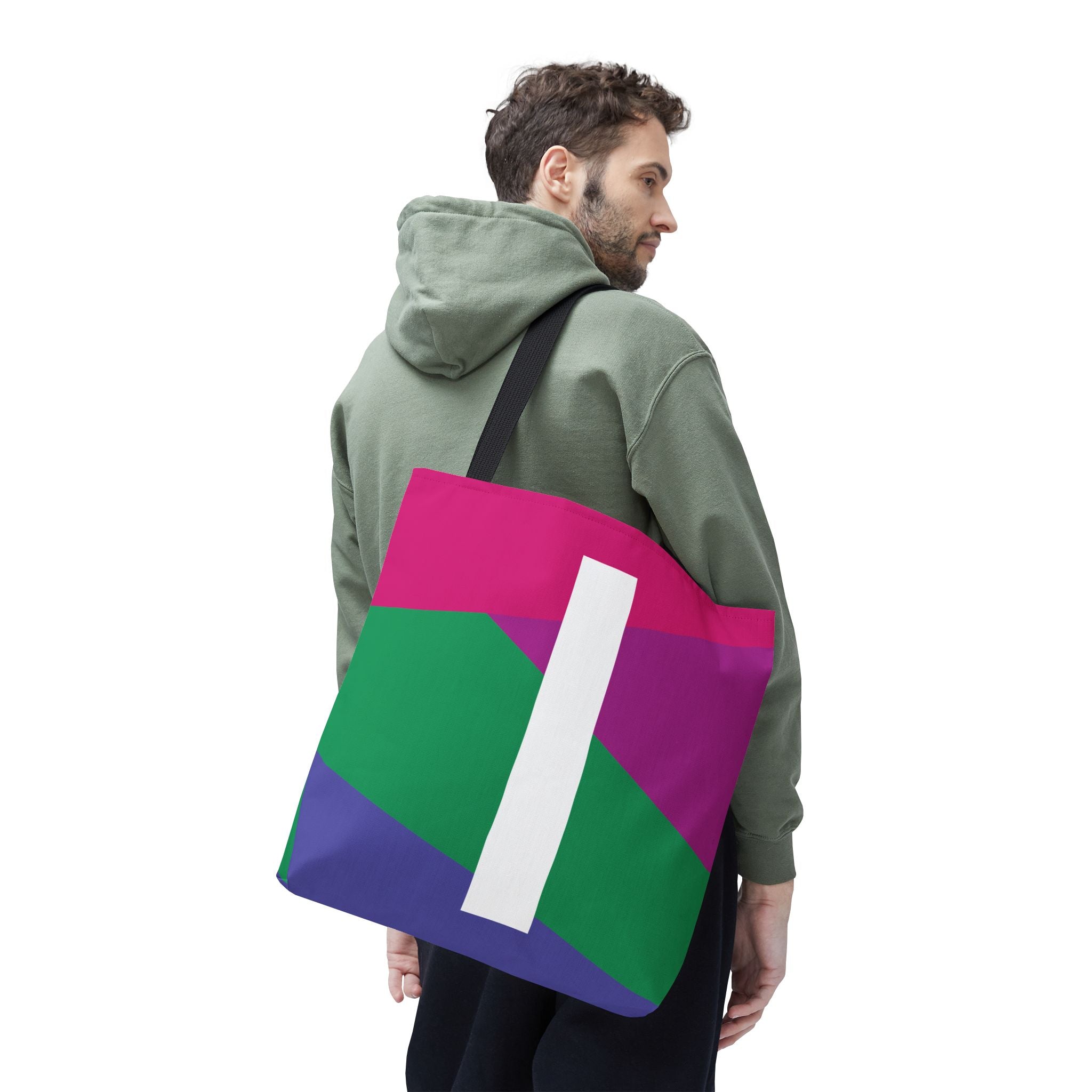 Monogram 'I' Colorblock Tote Bag — Personalized Initial I Shoulder Tote