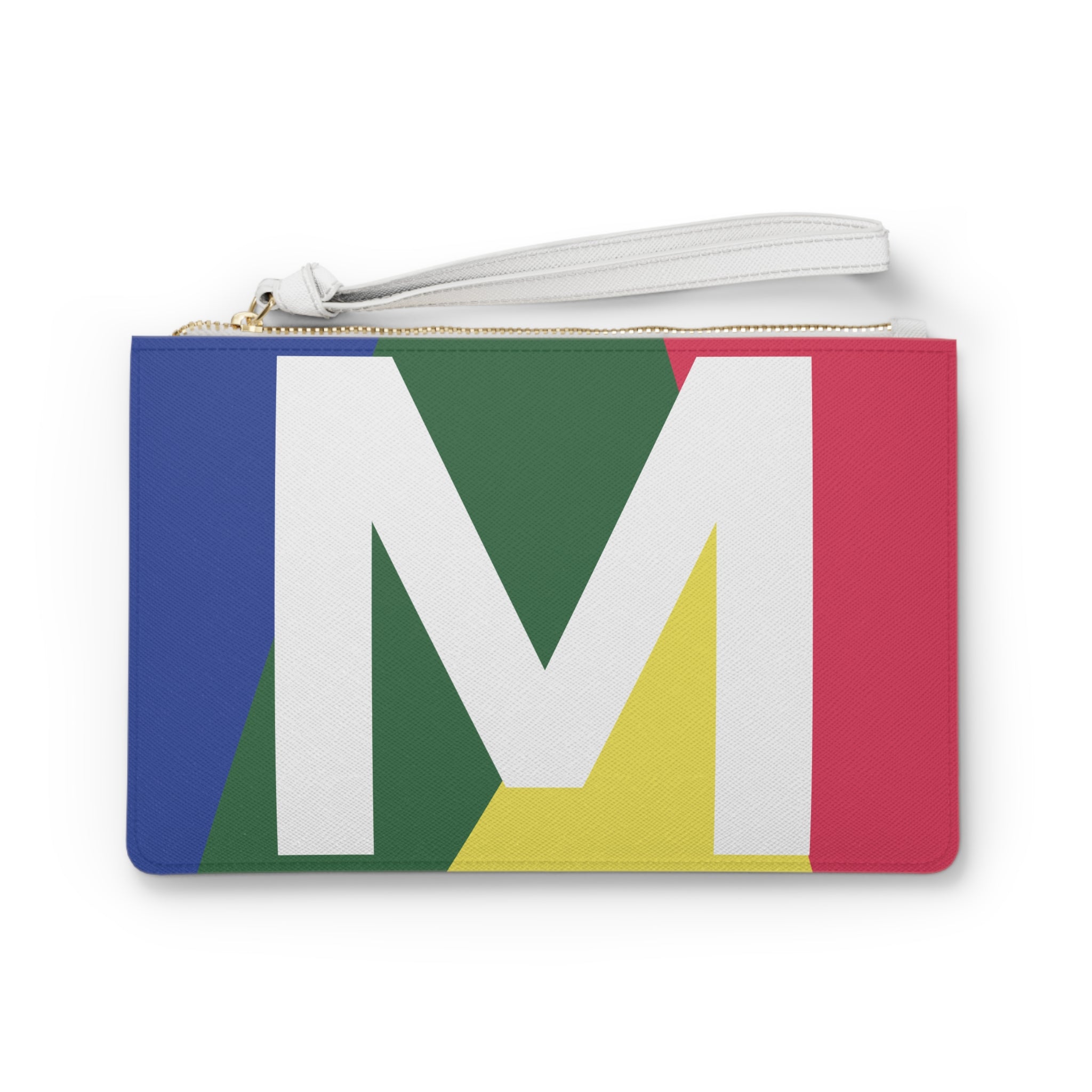 Monogram 'M' Colorblock Clutch Bag — Bold Geometric Wristlet for Everyday & Gifts