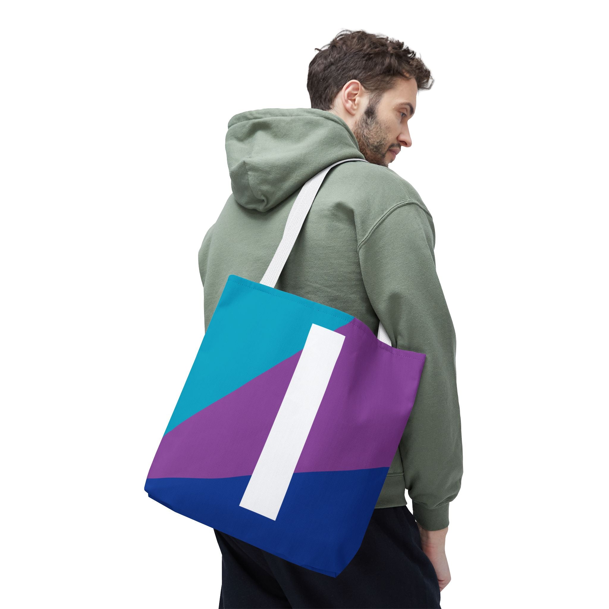 Monogram 'I' Colorblock Tote Bag — Personalized Initial I Shoulder Tote