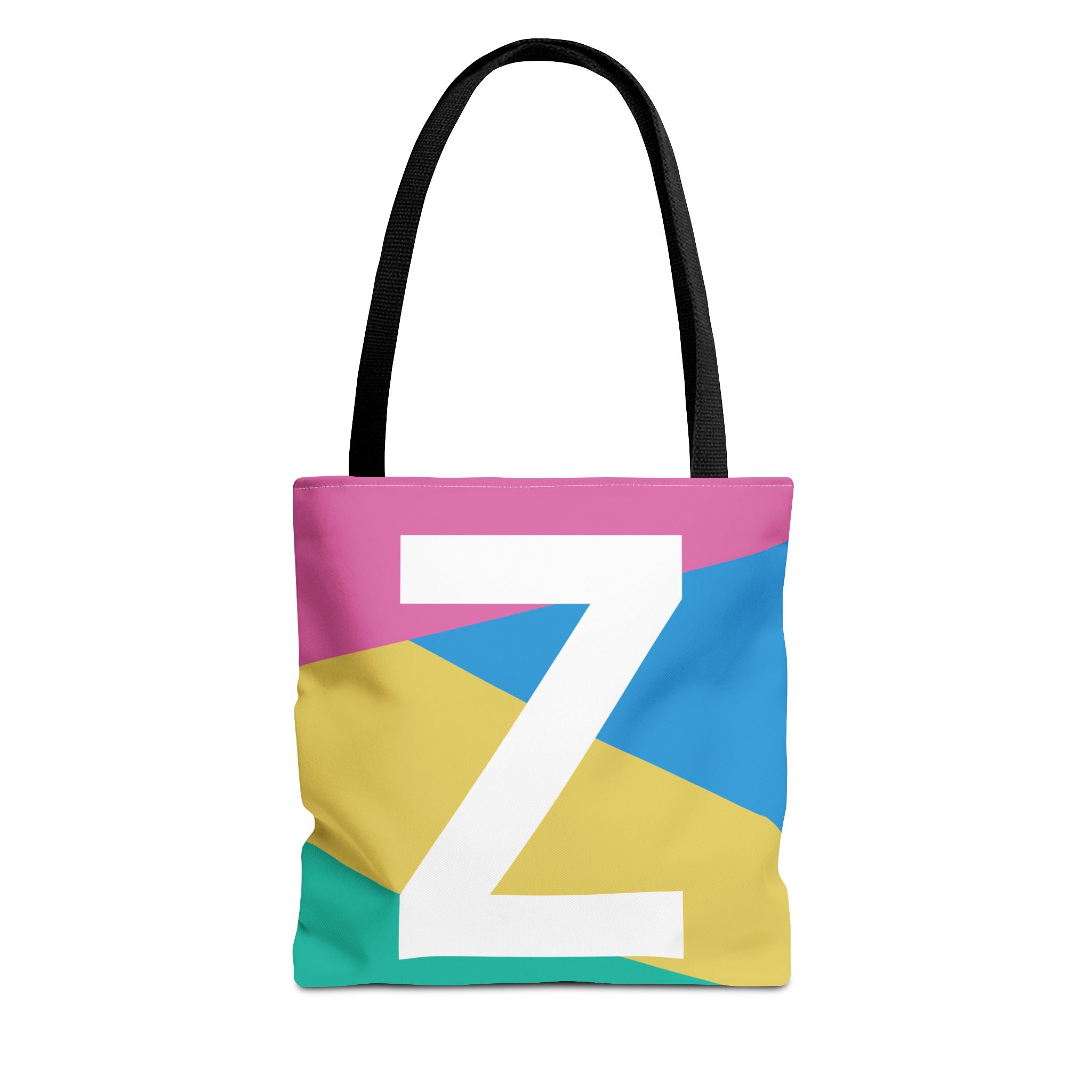 Monogram 'Z' Colorblock Tote Bag — Personalized Initial Z Shoulder Tote