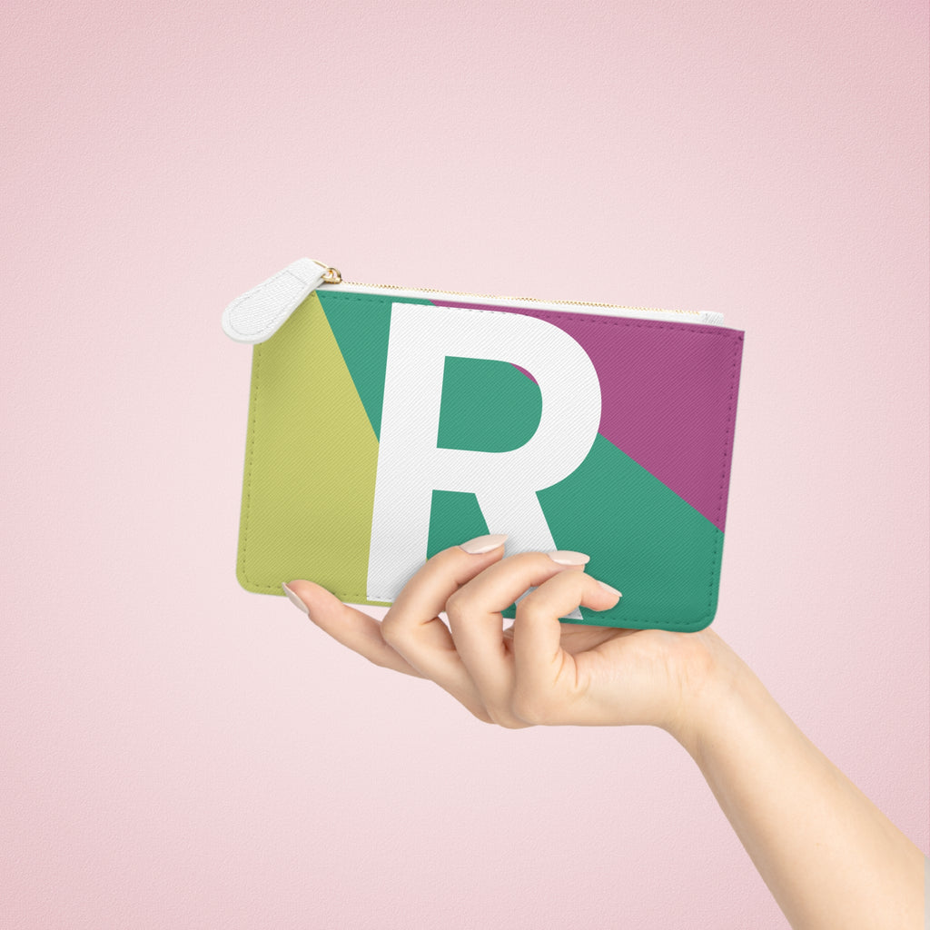 Initial R Mini Clutch — Colorblock Monogram Wristlet Wallet