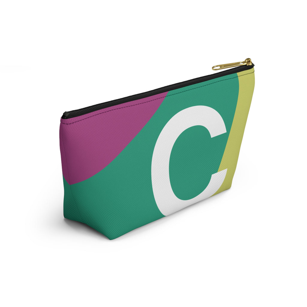 Initials Colorblock Accessory Pouch — Monogram C T-Bottom Cosmetic Bag