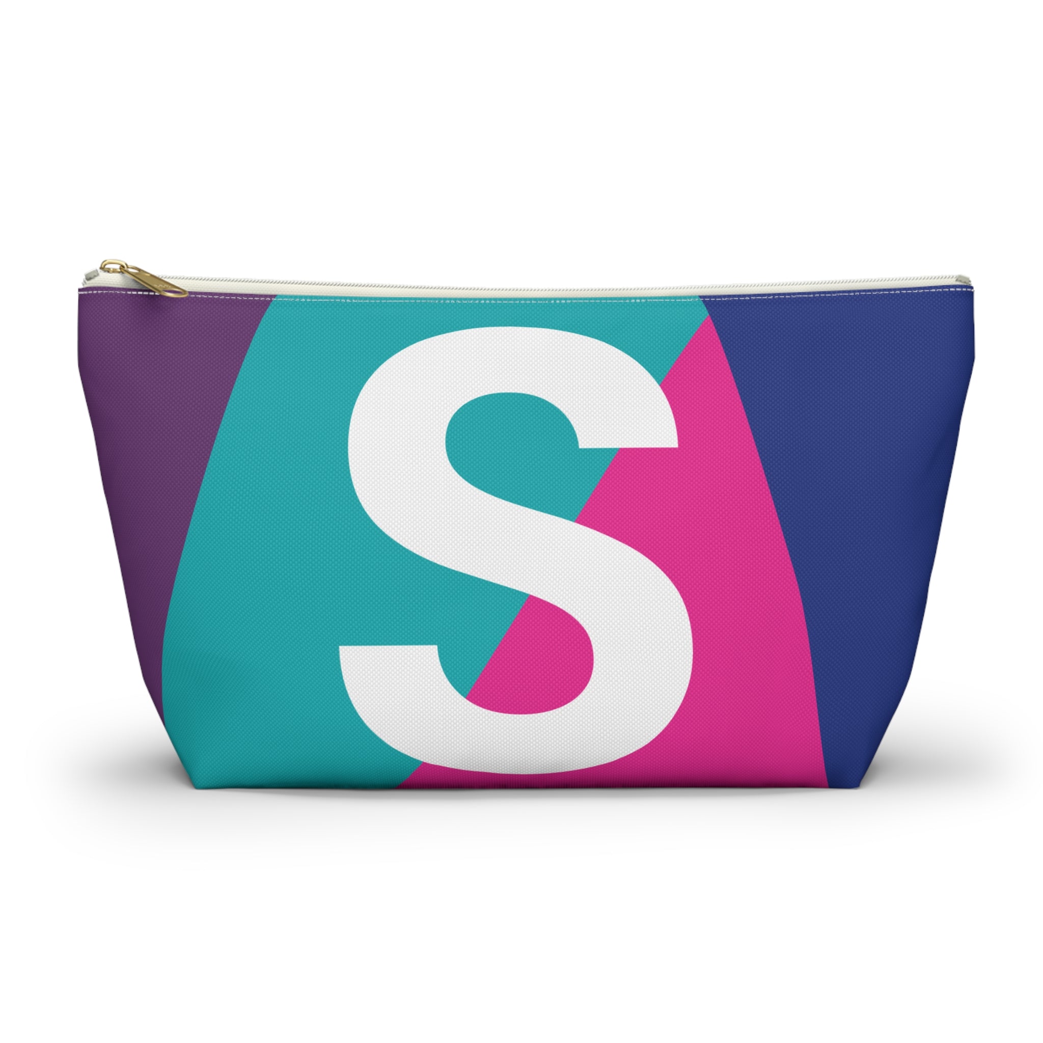 Initials Colorblock Accessory Pouch — Monogram S T-Bottom Cosmetic Bag