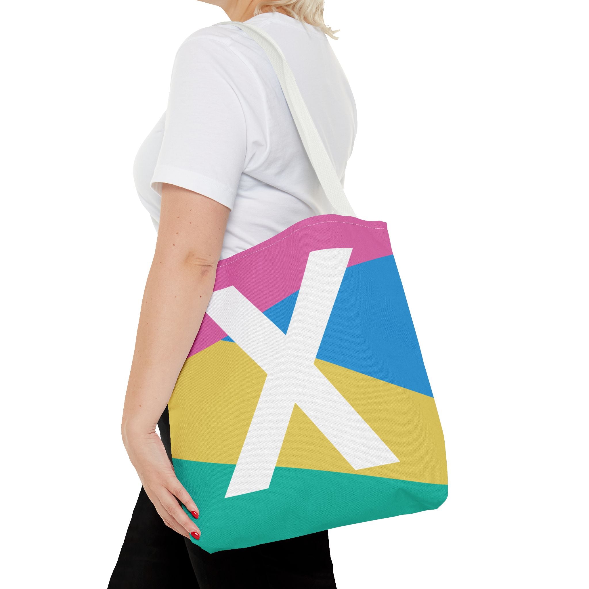 Monogram 'X' Colorblock Tote Bag — Personalized Initial X Shoulder Tote