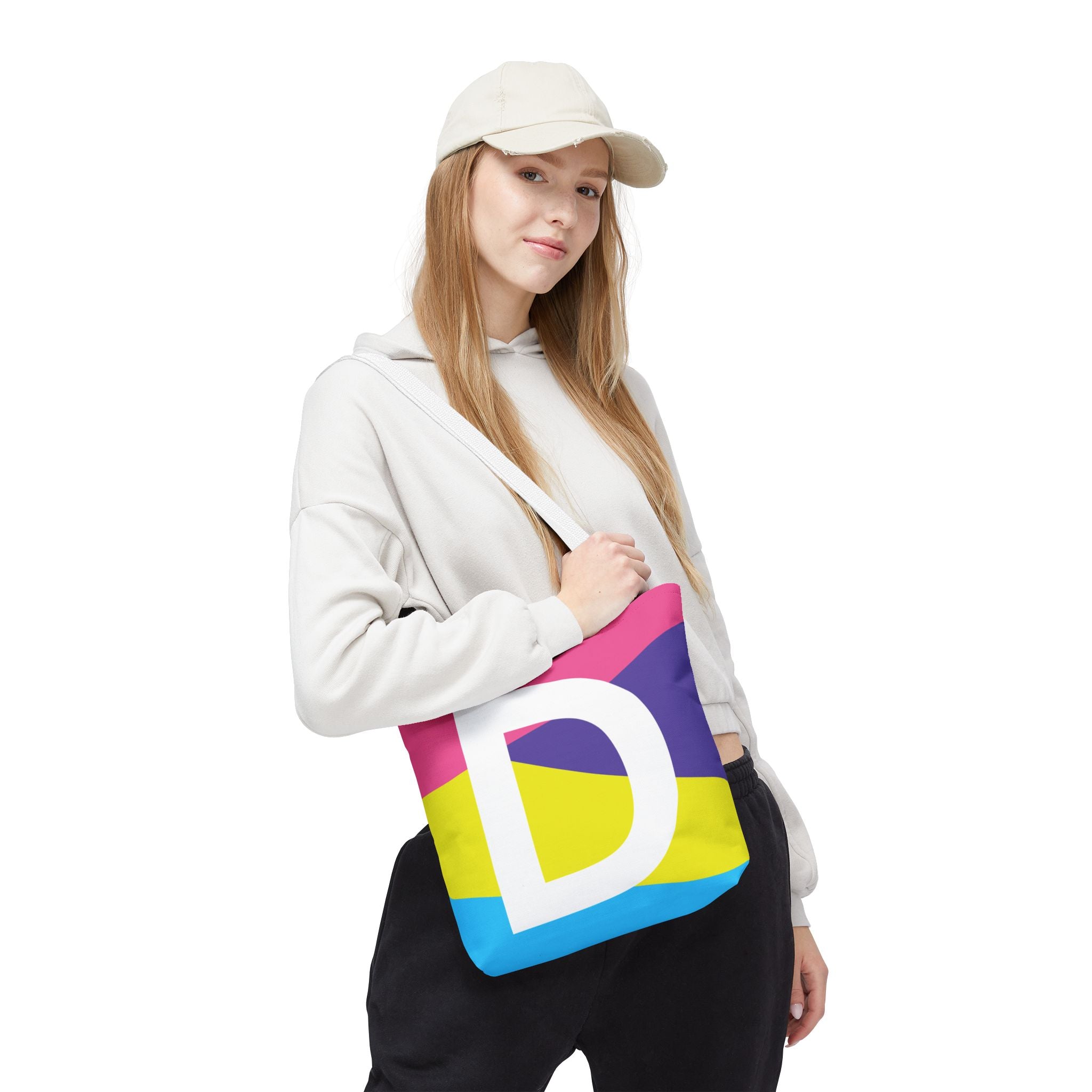 Monogram 'D' Colorblock Tote Bag — Personalized Initial D Shoulder Tote