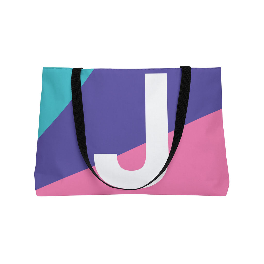 Personalized 'J' Colorblock Tote Bag — Monogram Weekender Tote