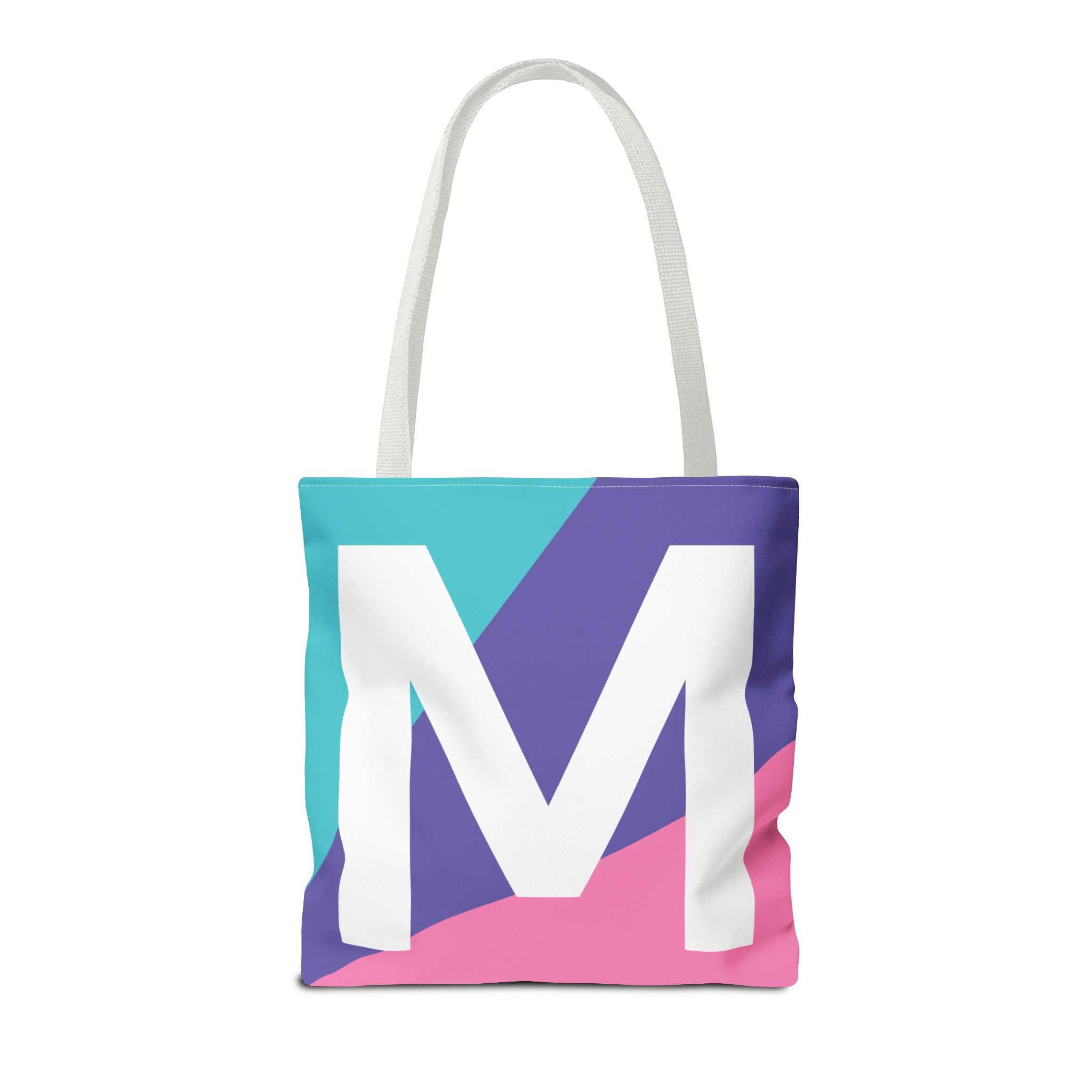 Monogram 'M' Colorblock Tote Bag — Personalized Initial M Shoulder Tote