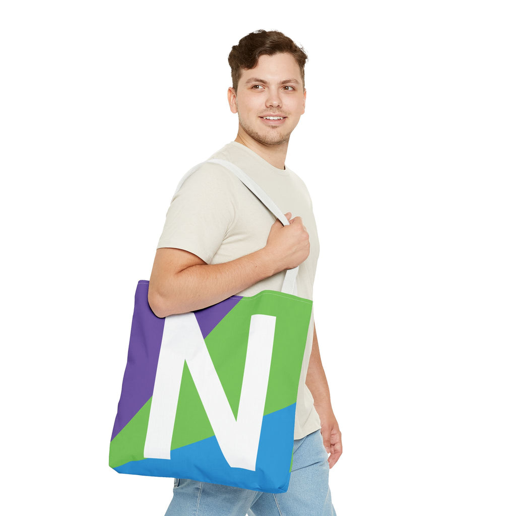 Monogram 'N' Colorblock Tote Bag — Personalized Initial N Shoulder Tote
