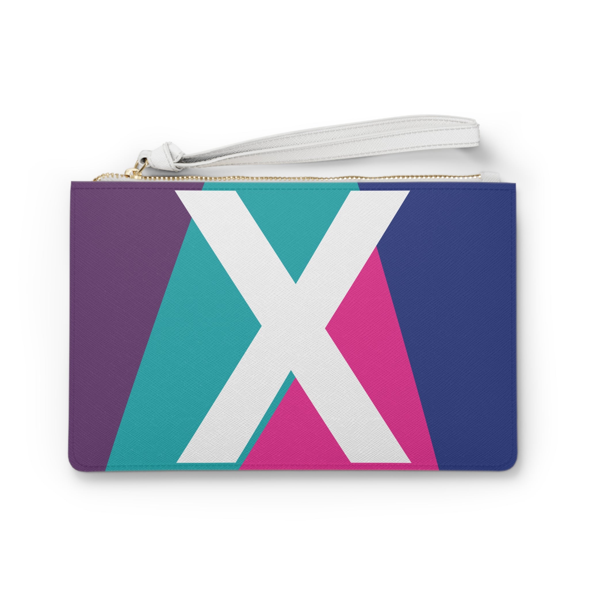 Monogram 'X' Colorblock Clutch Bag — Bold Geometric Wristlet for Everyday & Gifts
