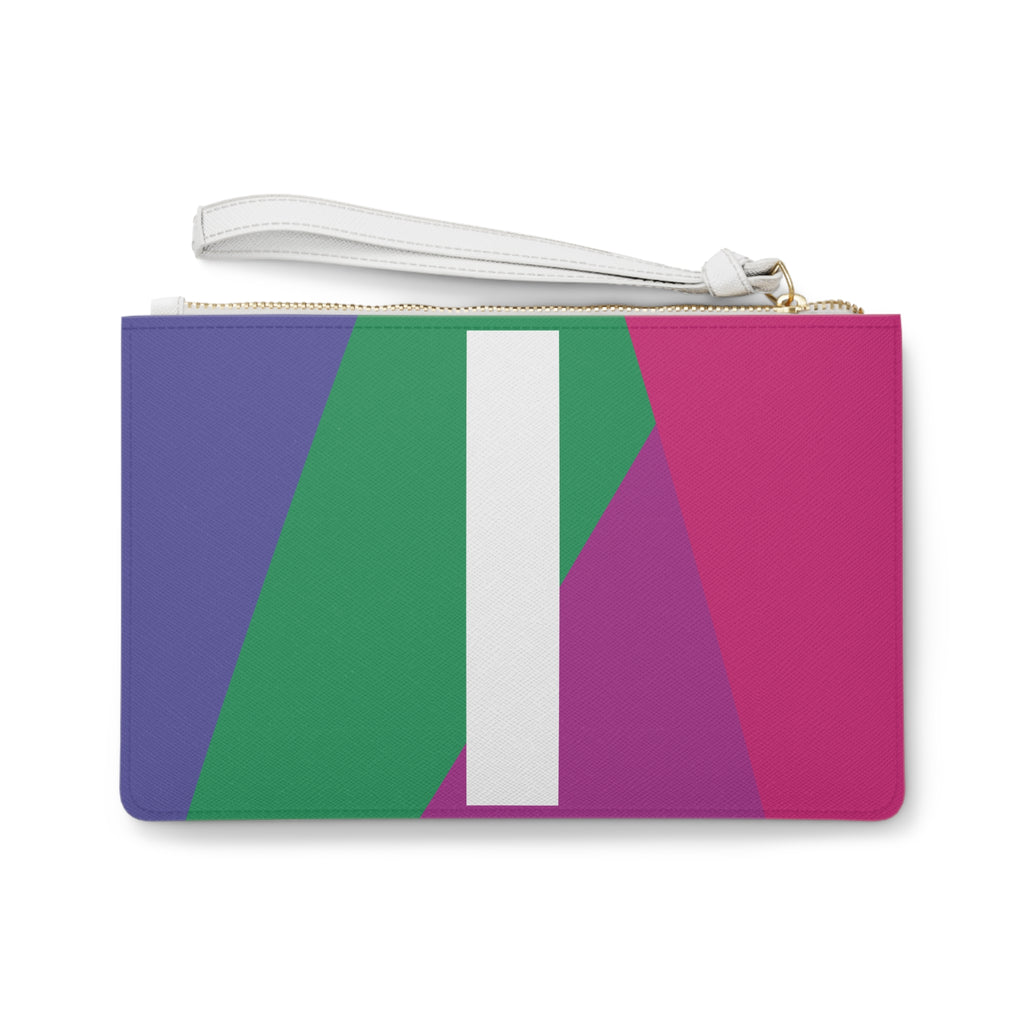 Monogram 'I' Colorblock Clutch Bag — Bold Geometric Wristlet for Everyday & Gifts