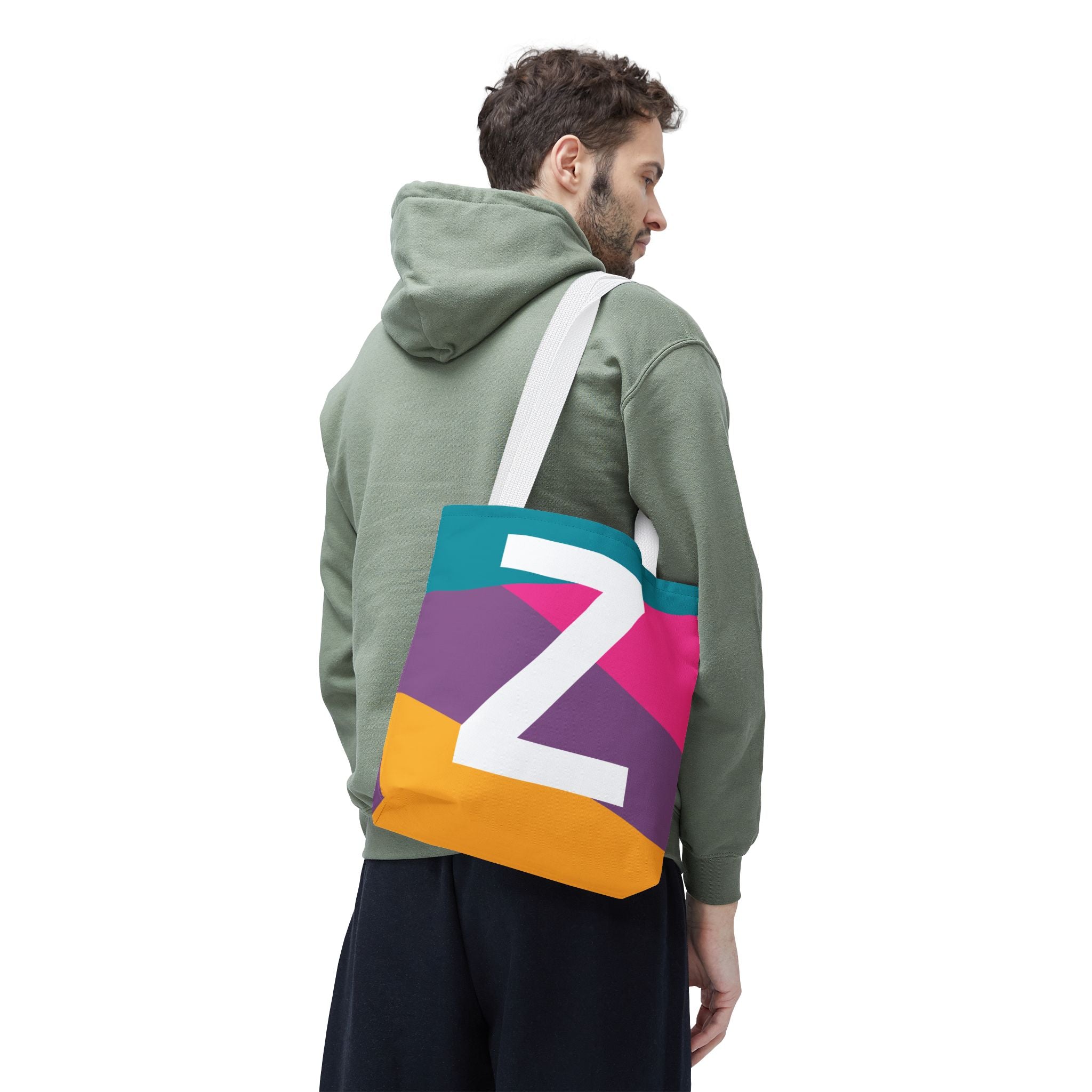 Monogram 'Z' Colorblock Tote Bag — Personalized Initial Z Shoulder Tote
