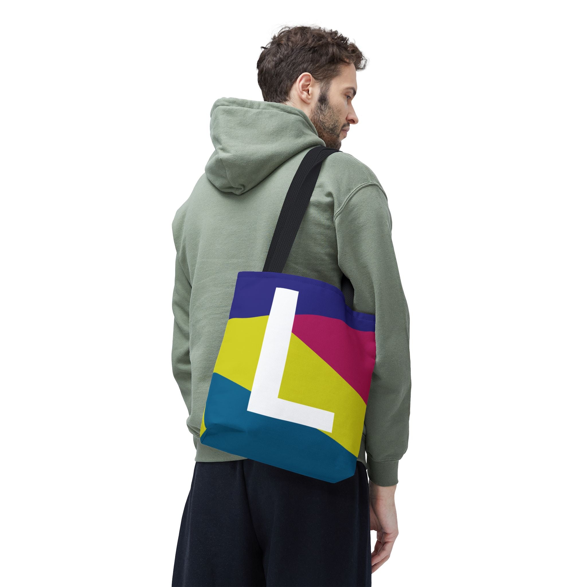 Monogram 'L' Colorblock Tote Bag — Personalized Initial L Shoulder Tote